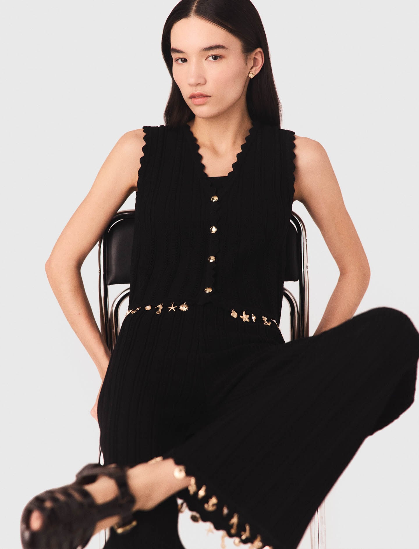 Maje Gold-embellished knit cardigan