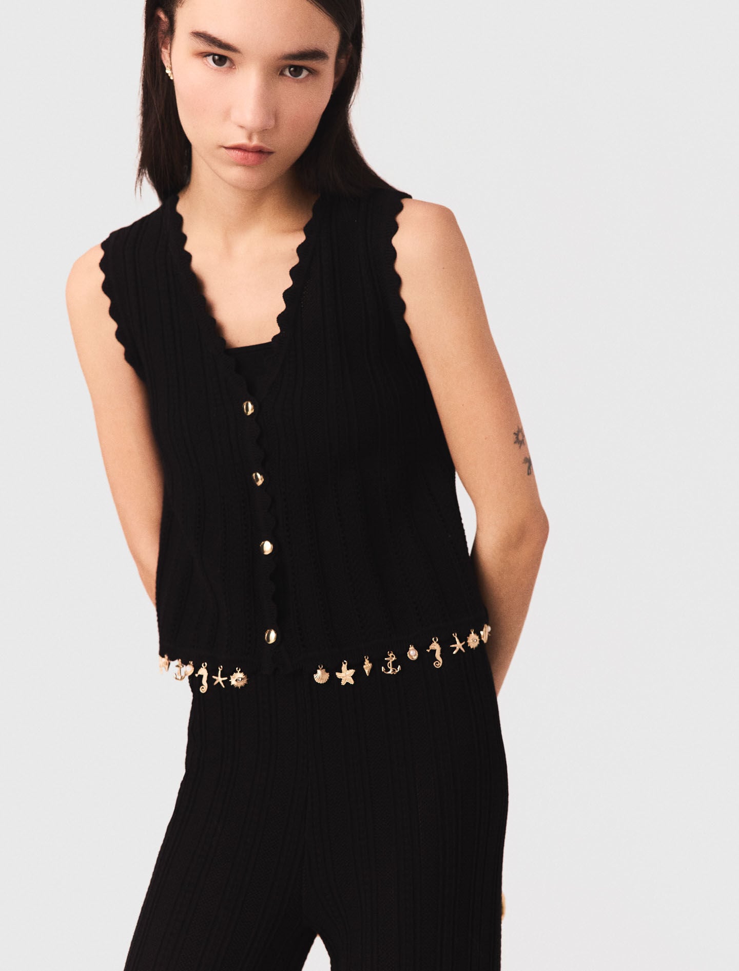 Maje Gold-embellished knit cardigan