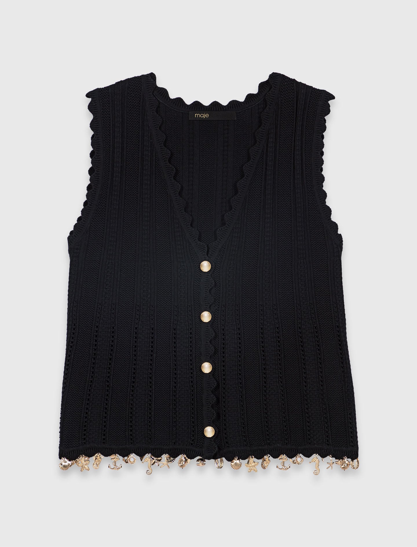 Maje Gold-embellished knit cardigan