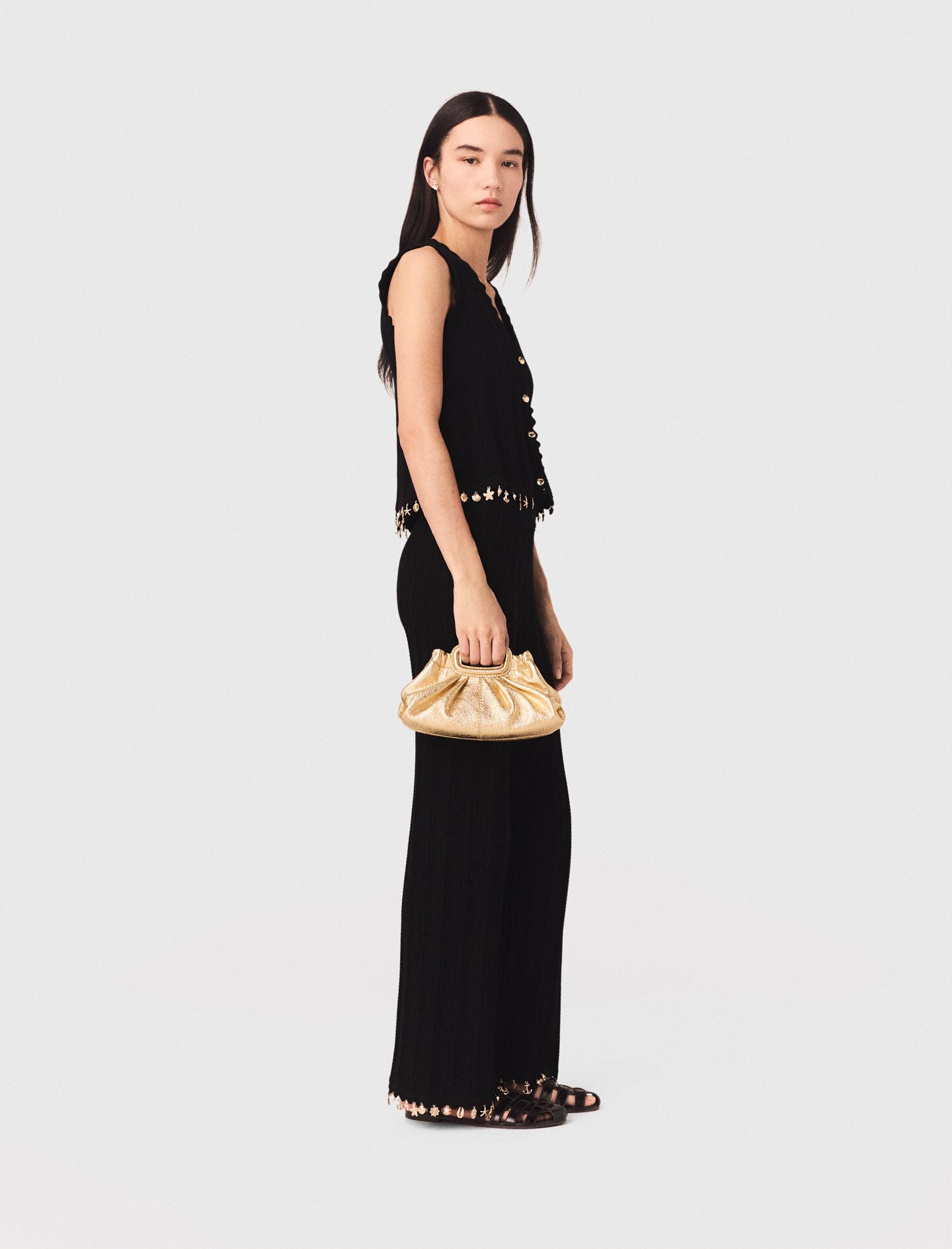 Maje Gold-embellished knit cardigan