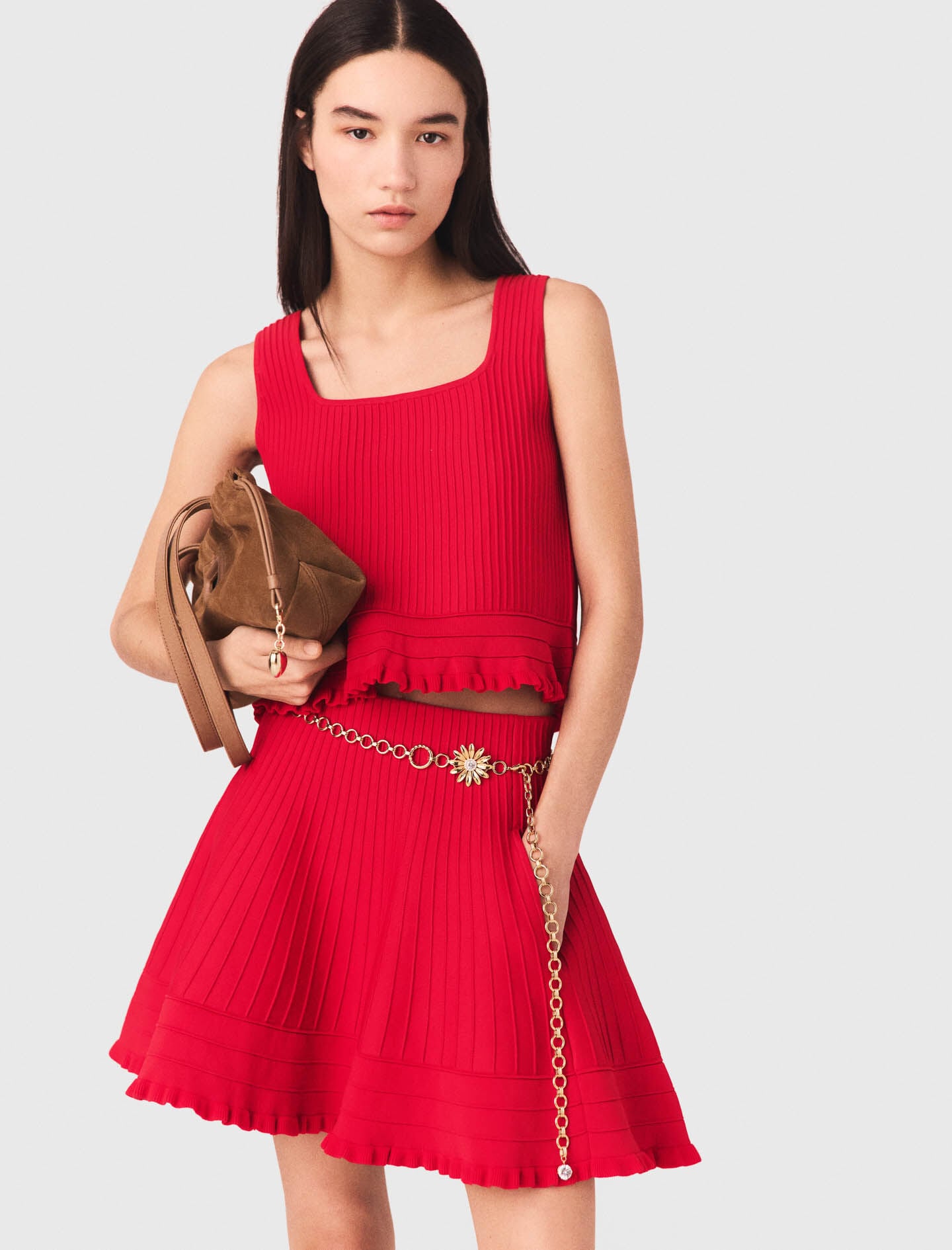 Maje Ruffled knit top