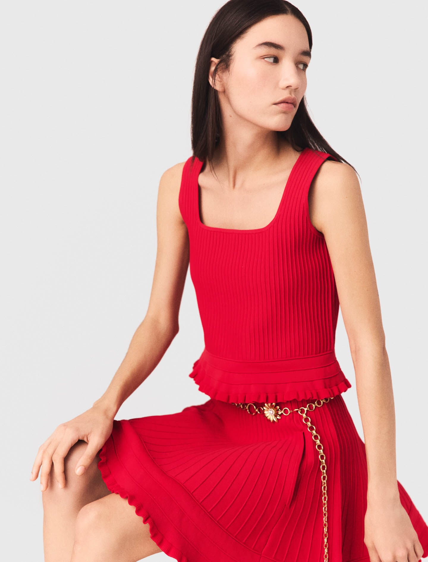 Maje Ruffled knit top