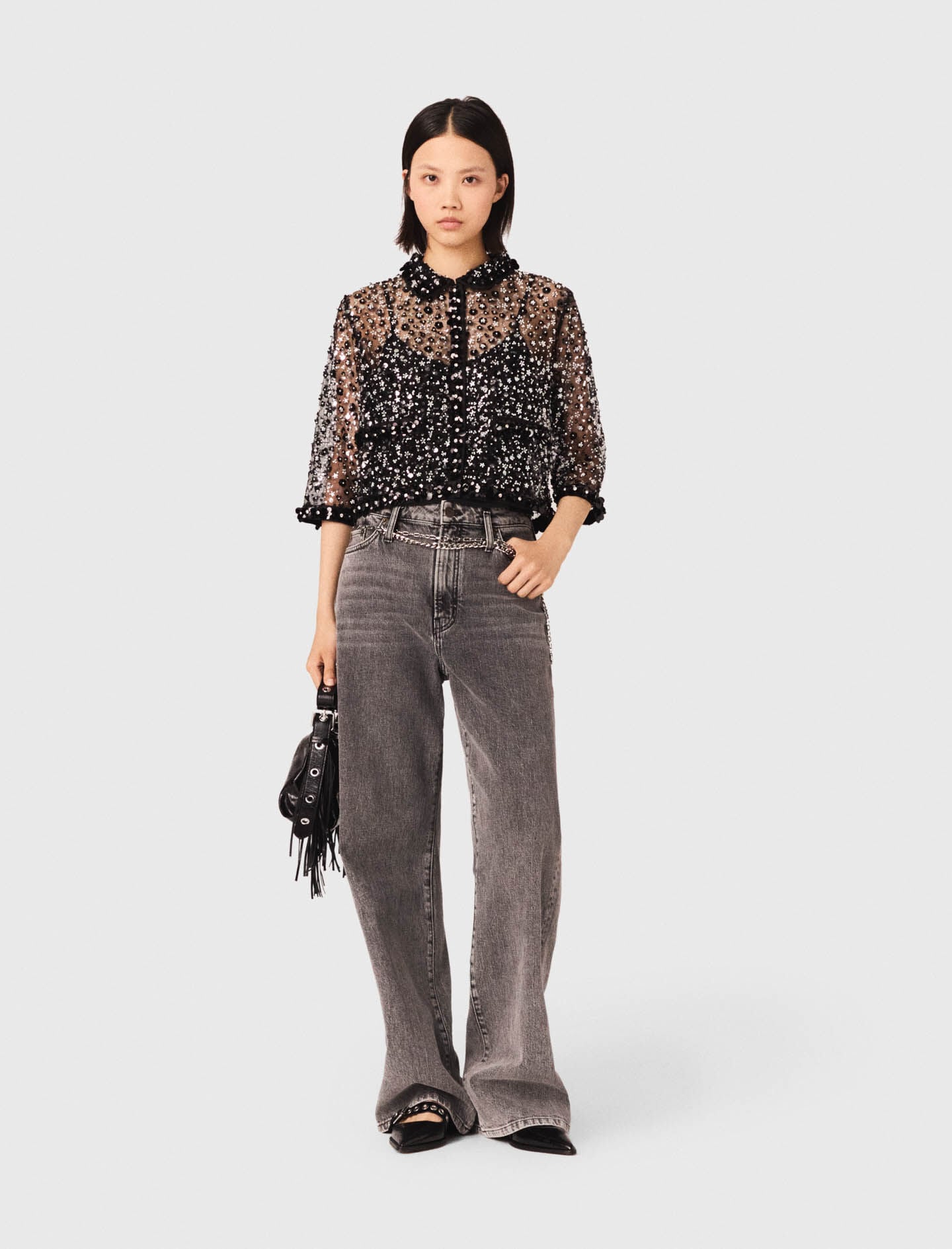Maje Floral sequin top