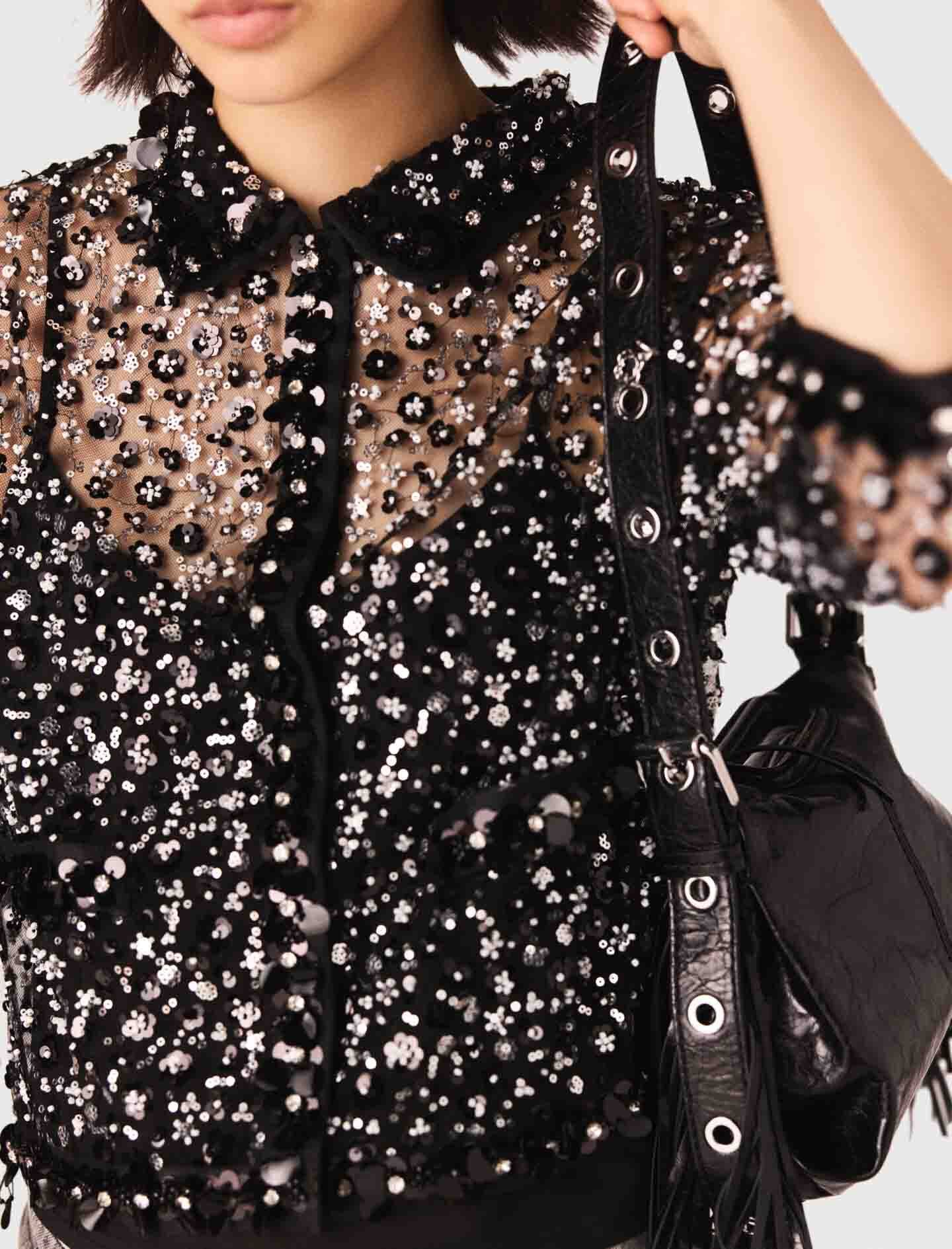 Maje Floral sequin top