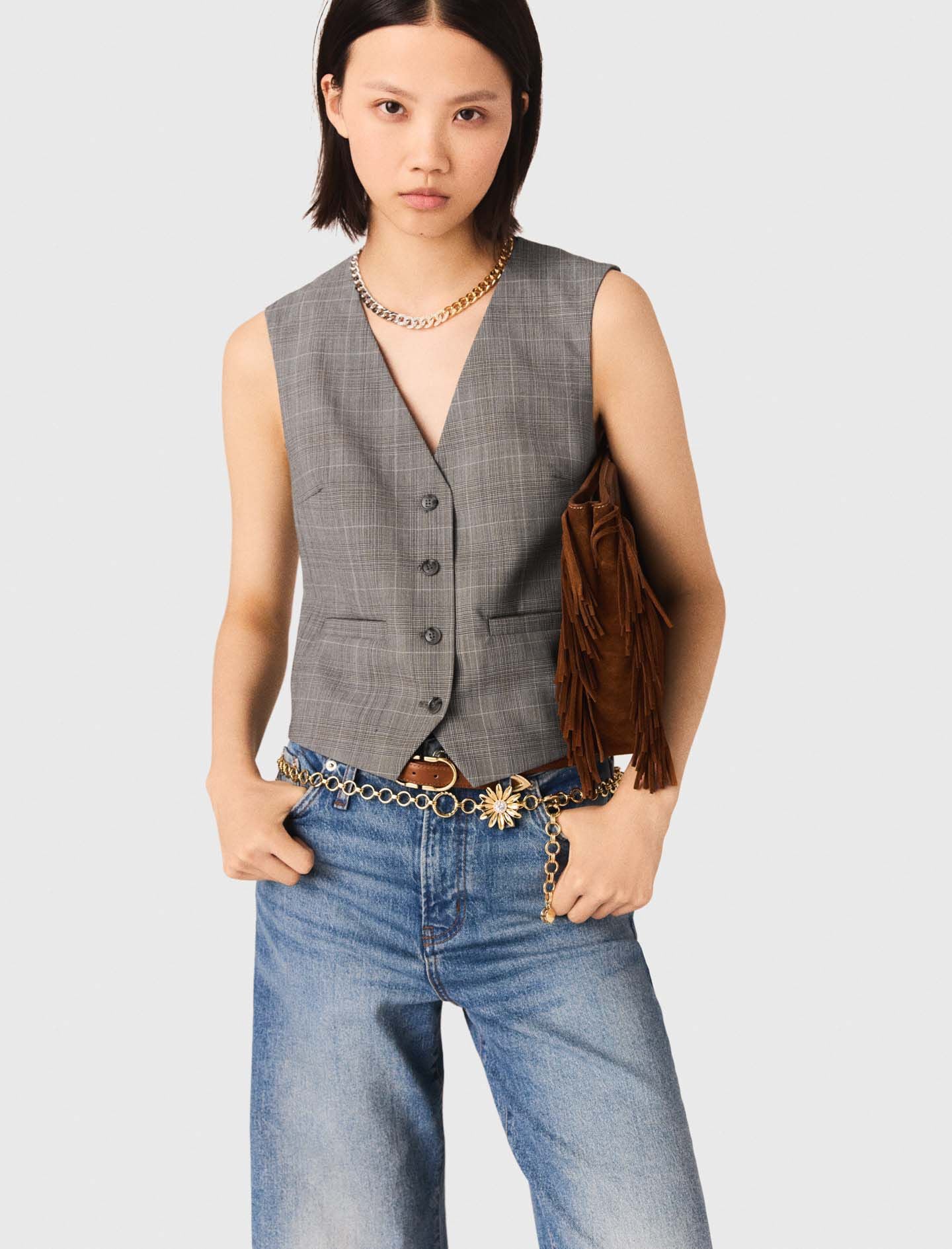Maje Checked tailored vest