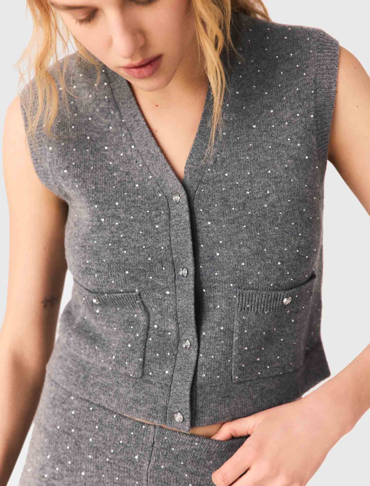 Maje Rhinestone knit top