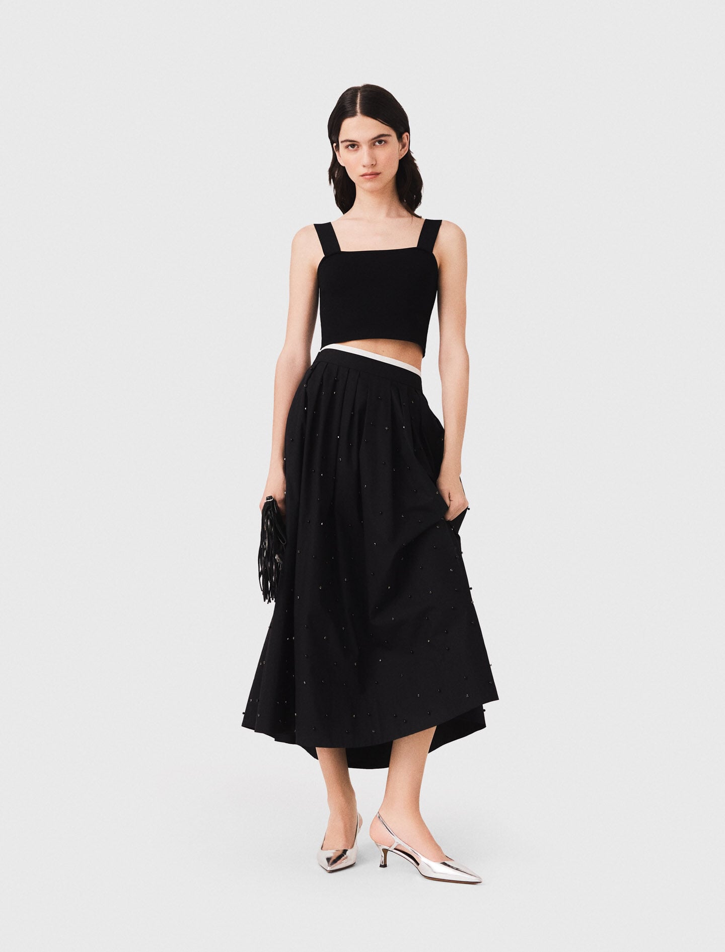Maje Knitted crop top with straps