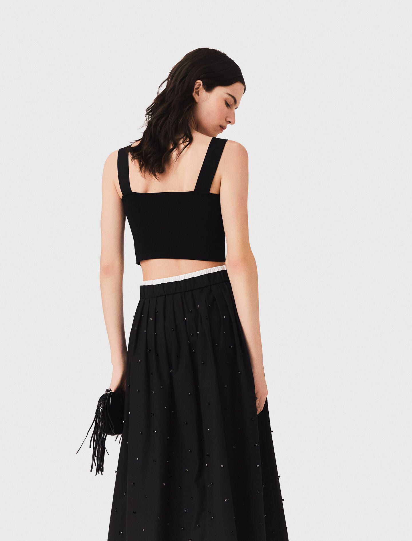 Maje Knitted crop top with straps