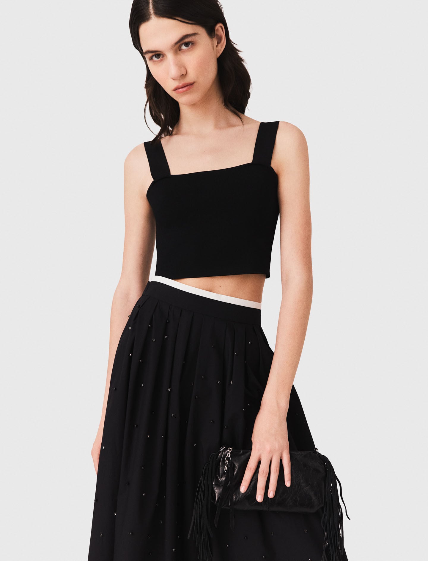 Maje Knitted crop top with straps