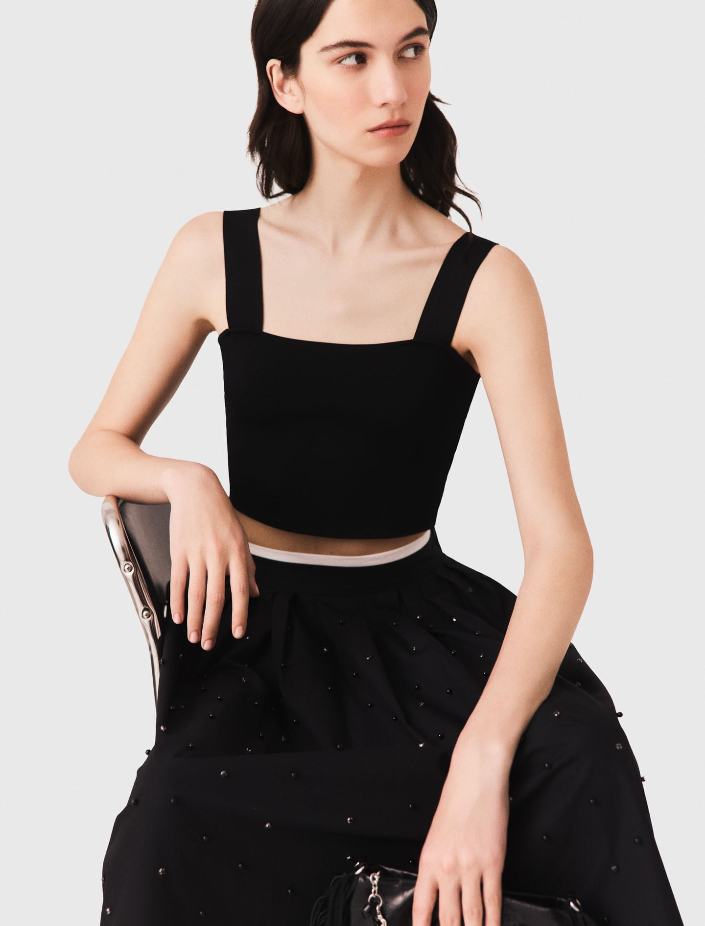 Maje Knitted crop top with straps