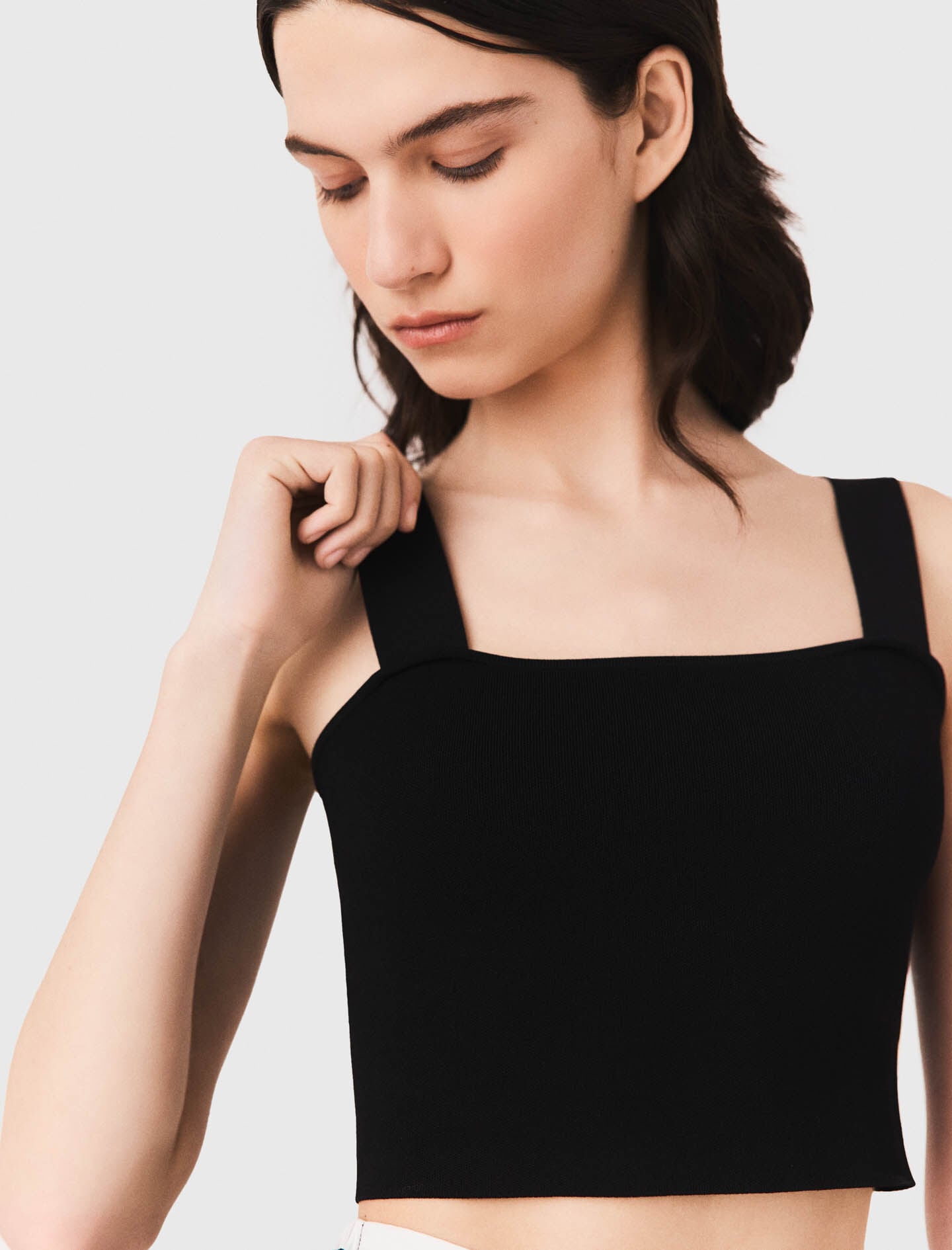 Maje Knitted crop top with straps