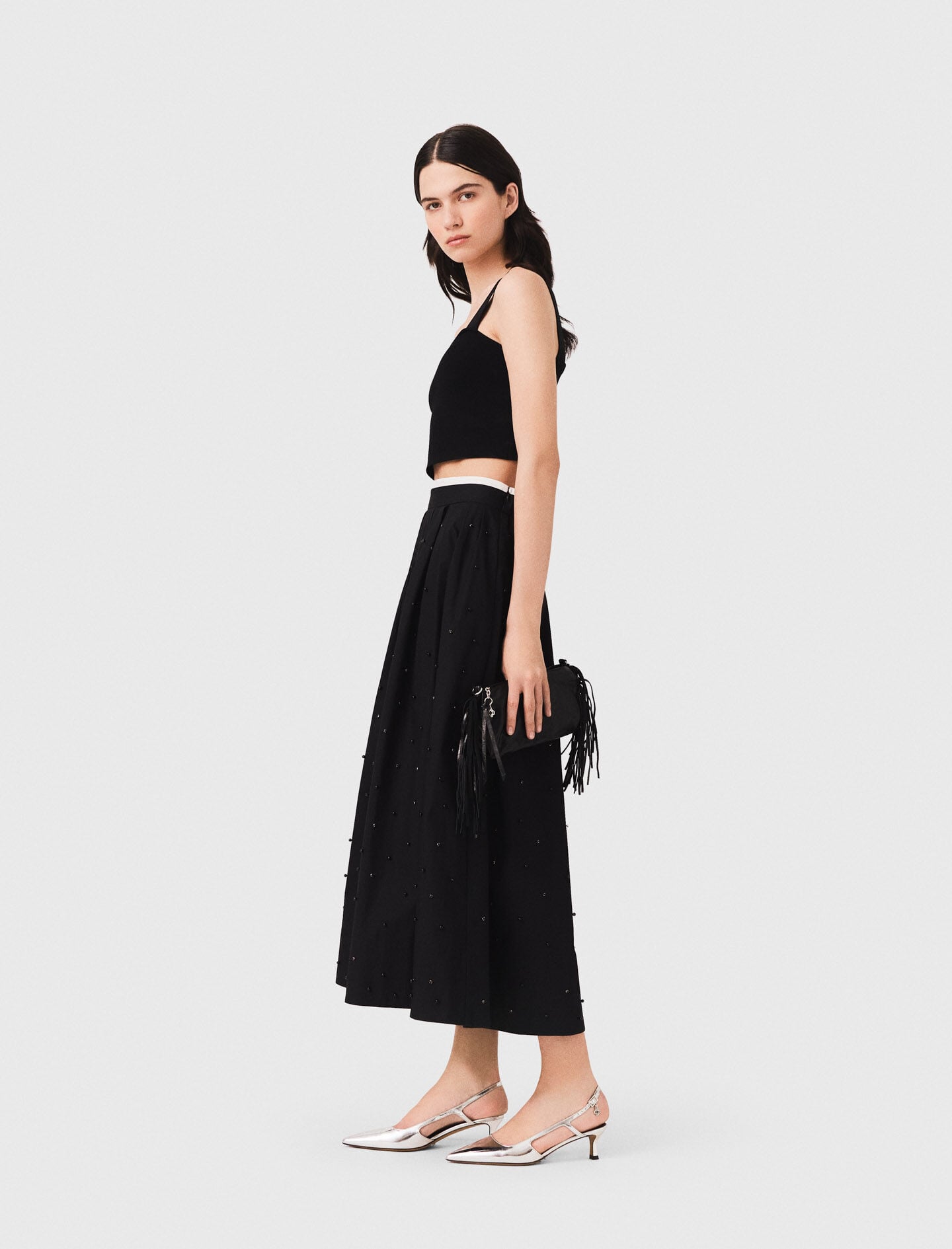 Maje Knitted crop top with straps