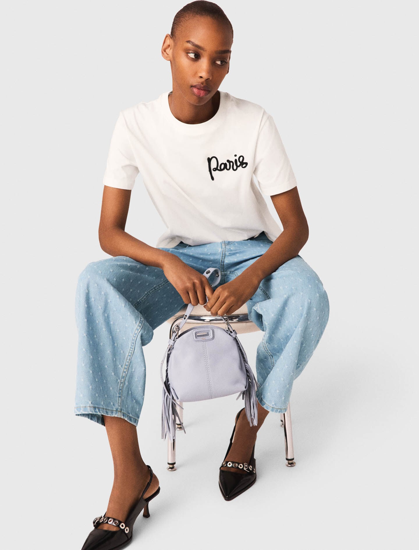 Maje T-shirt with embroidered Paris logo
