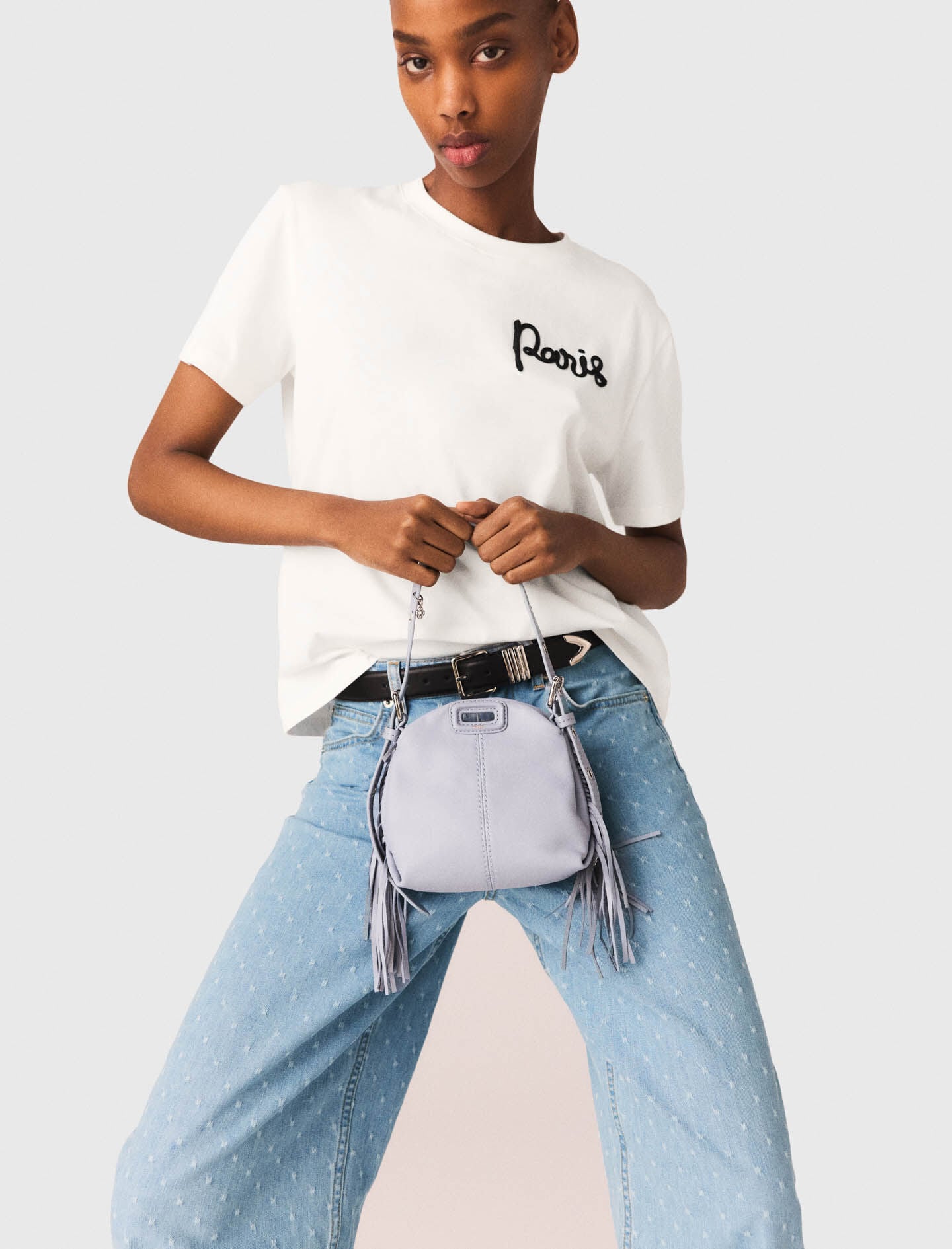 Maje T-shirt with embroidered Paris logo