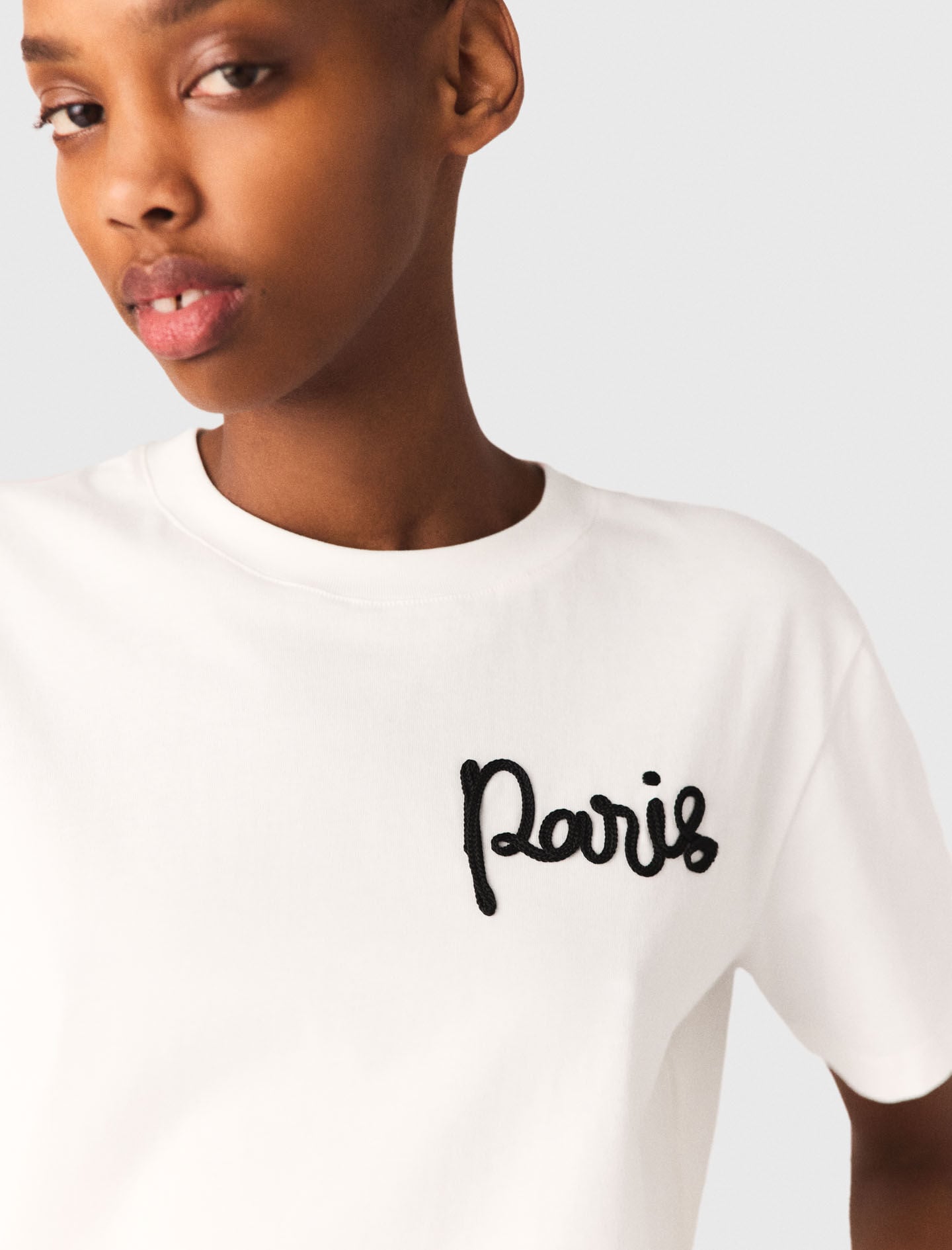 Maje T-shirt with embroidered Paris logo