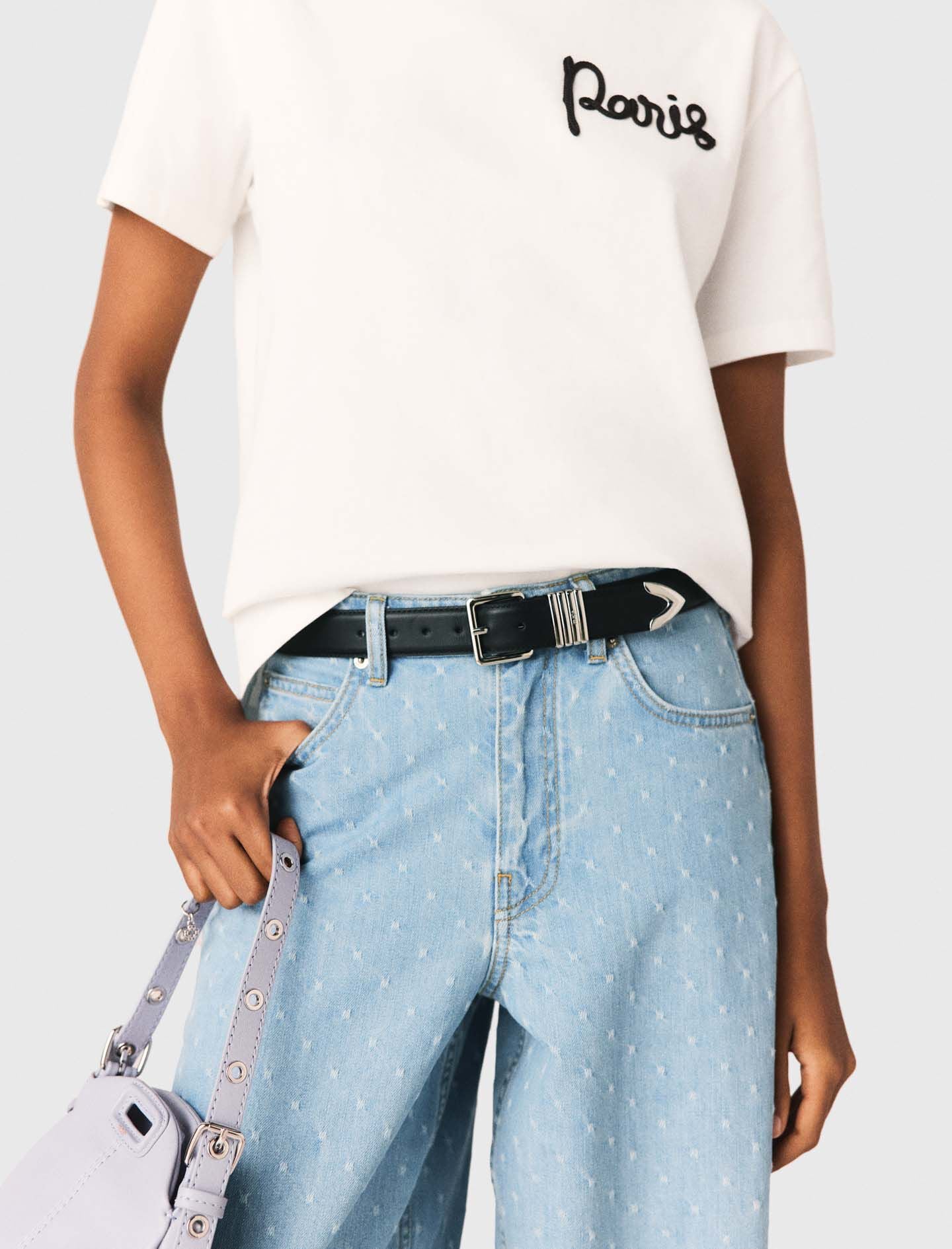 Maje T-shirt with embroidered Paris logo