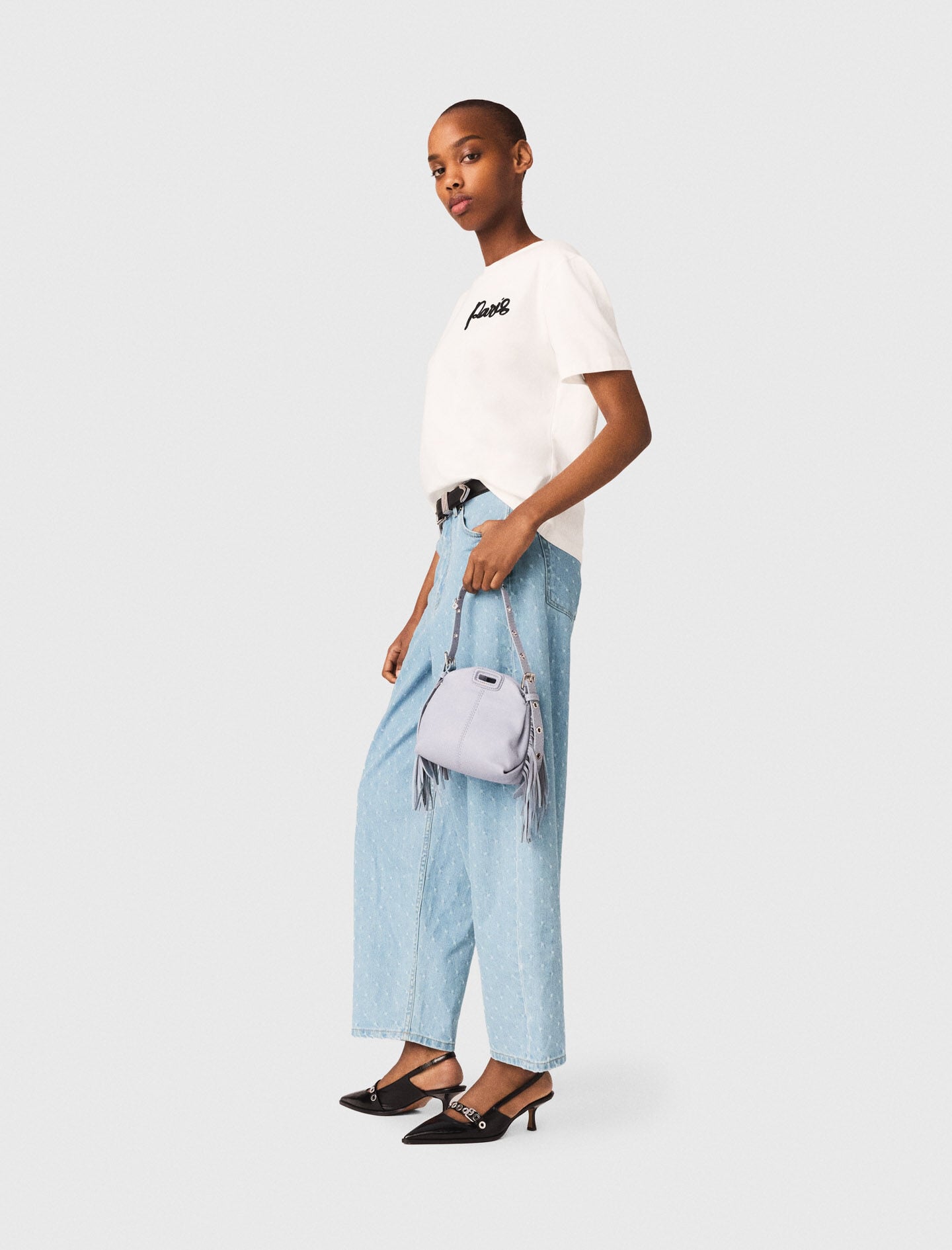 Maje T-shirt with embroidered Paris logo