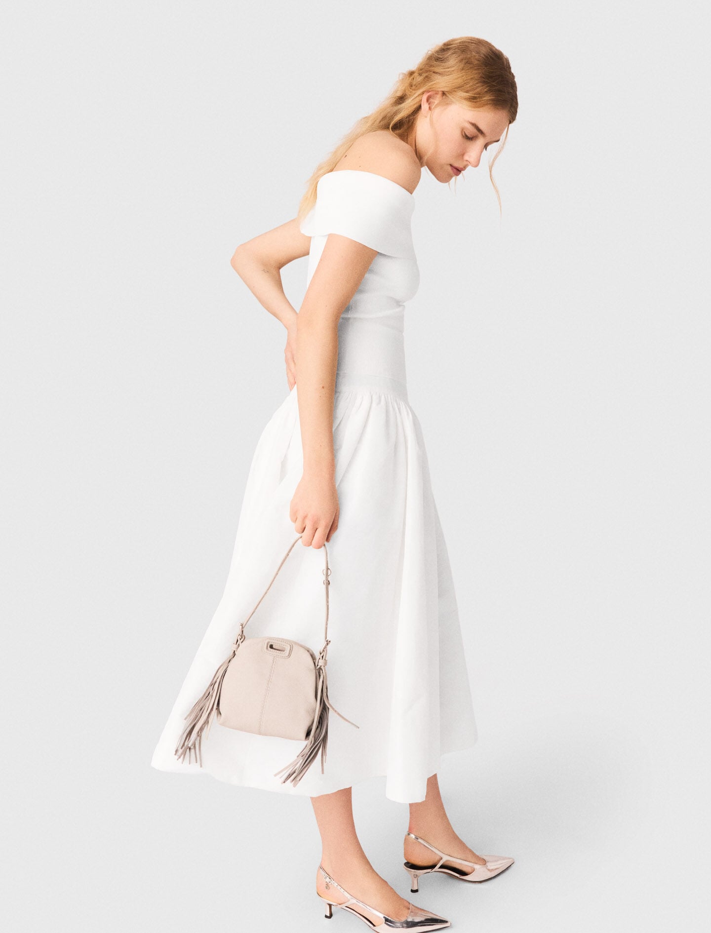 Maje Rib knit bardot-neck top