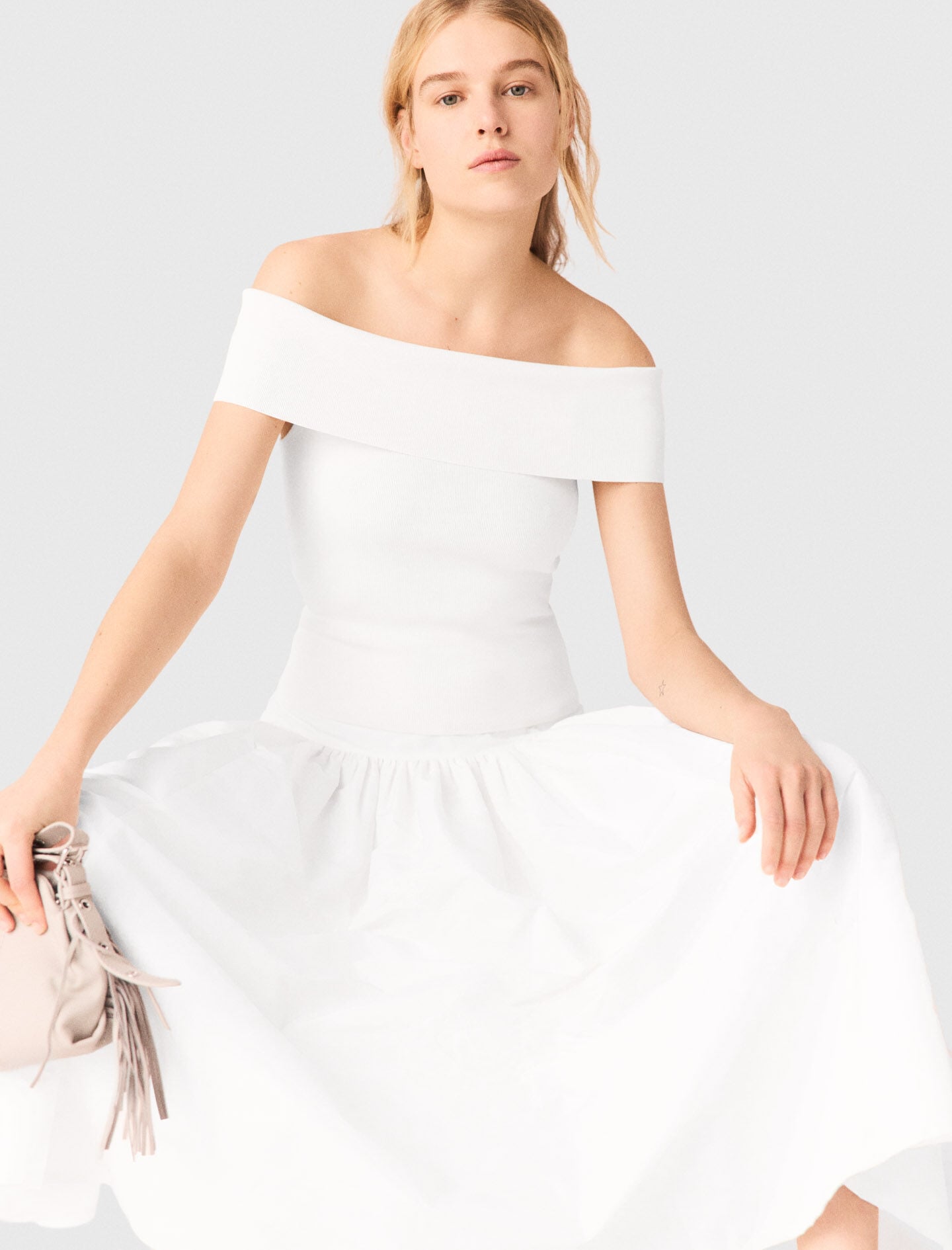 Maje Rib knit bardot-neck top