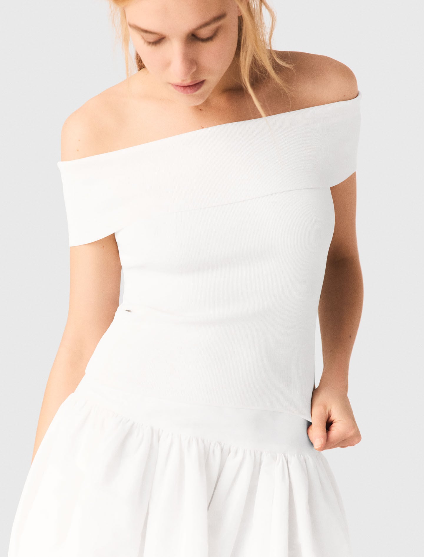 Maje Rib knit bardot-neck top