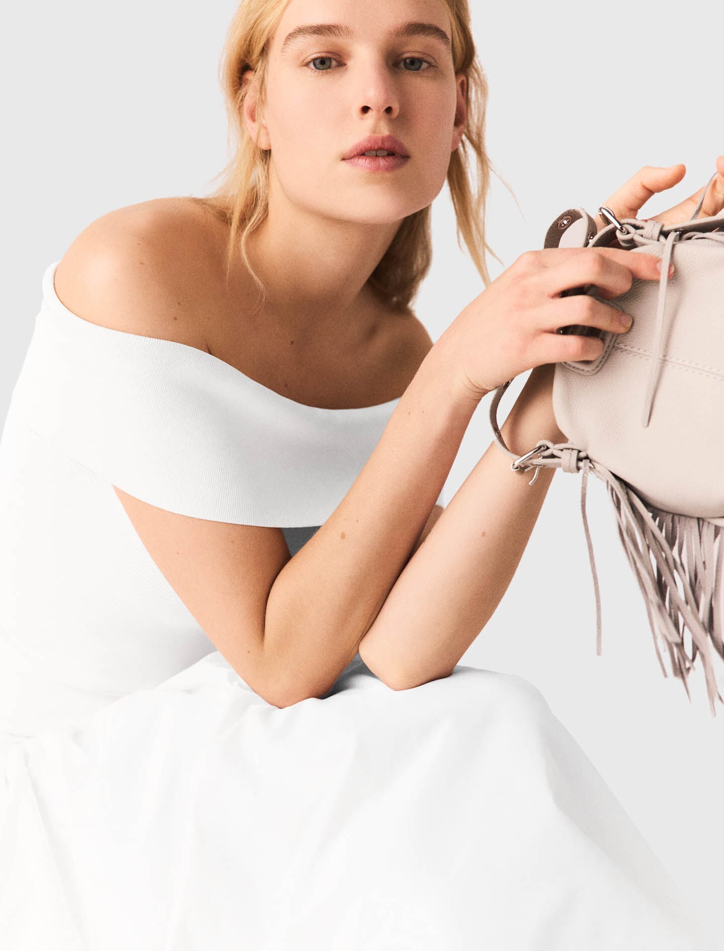 Maje Rib knit bardot-neck top