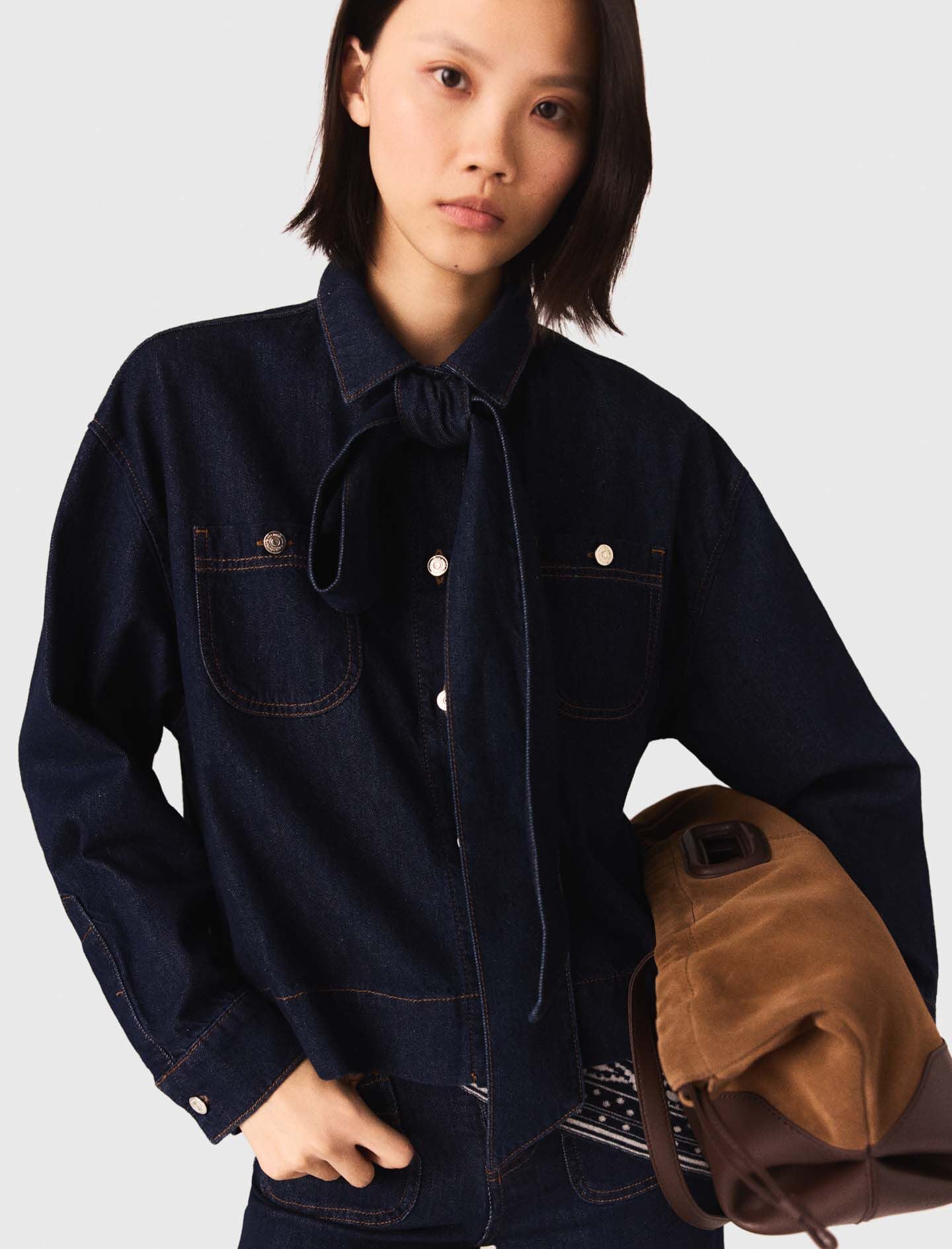 Maje Denim jacket with bow