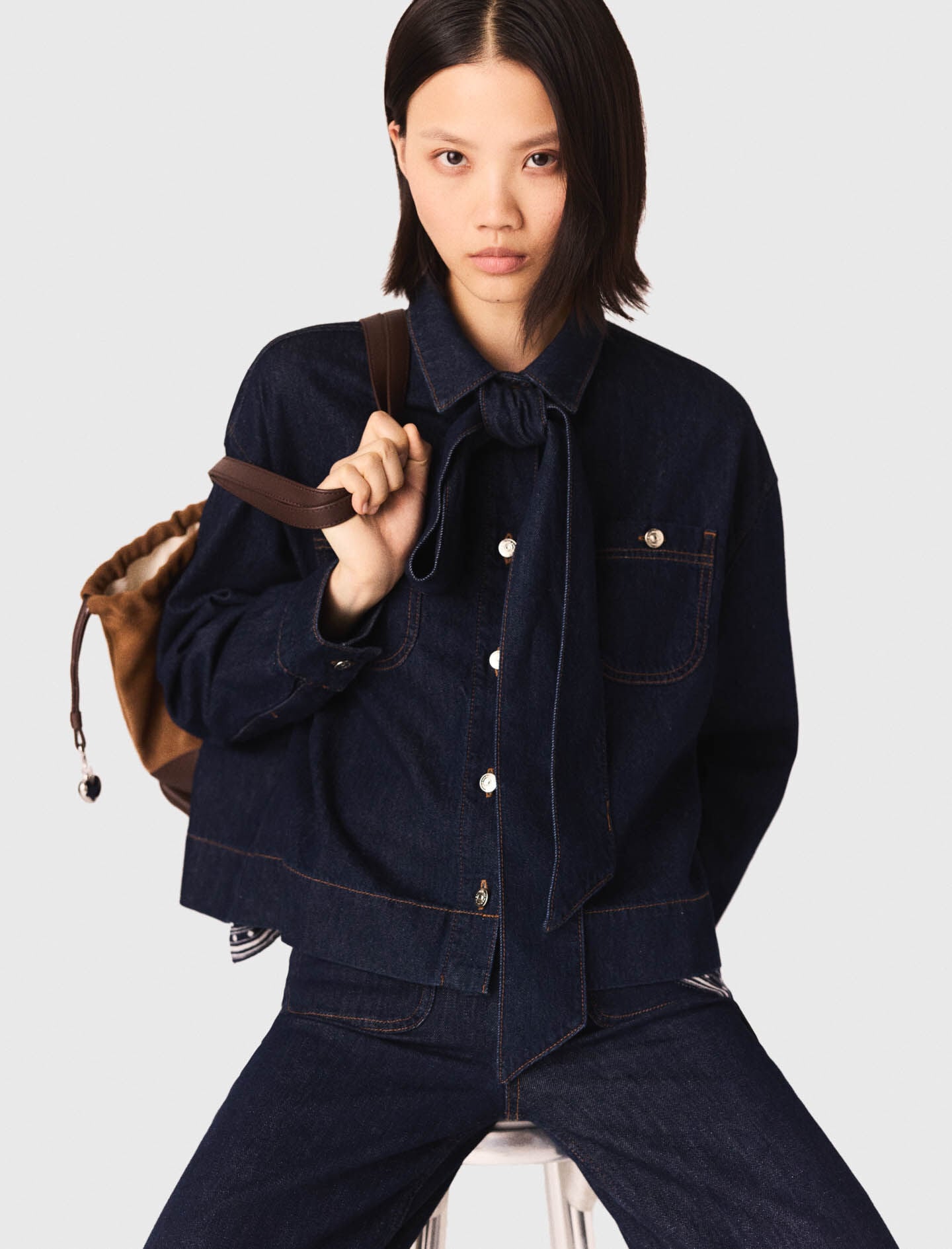 Maje Denim jacket with bow