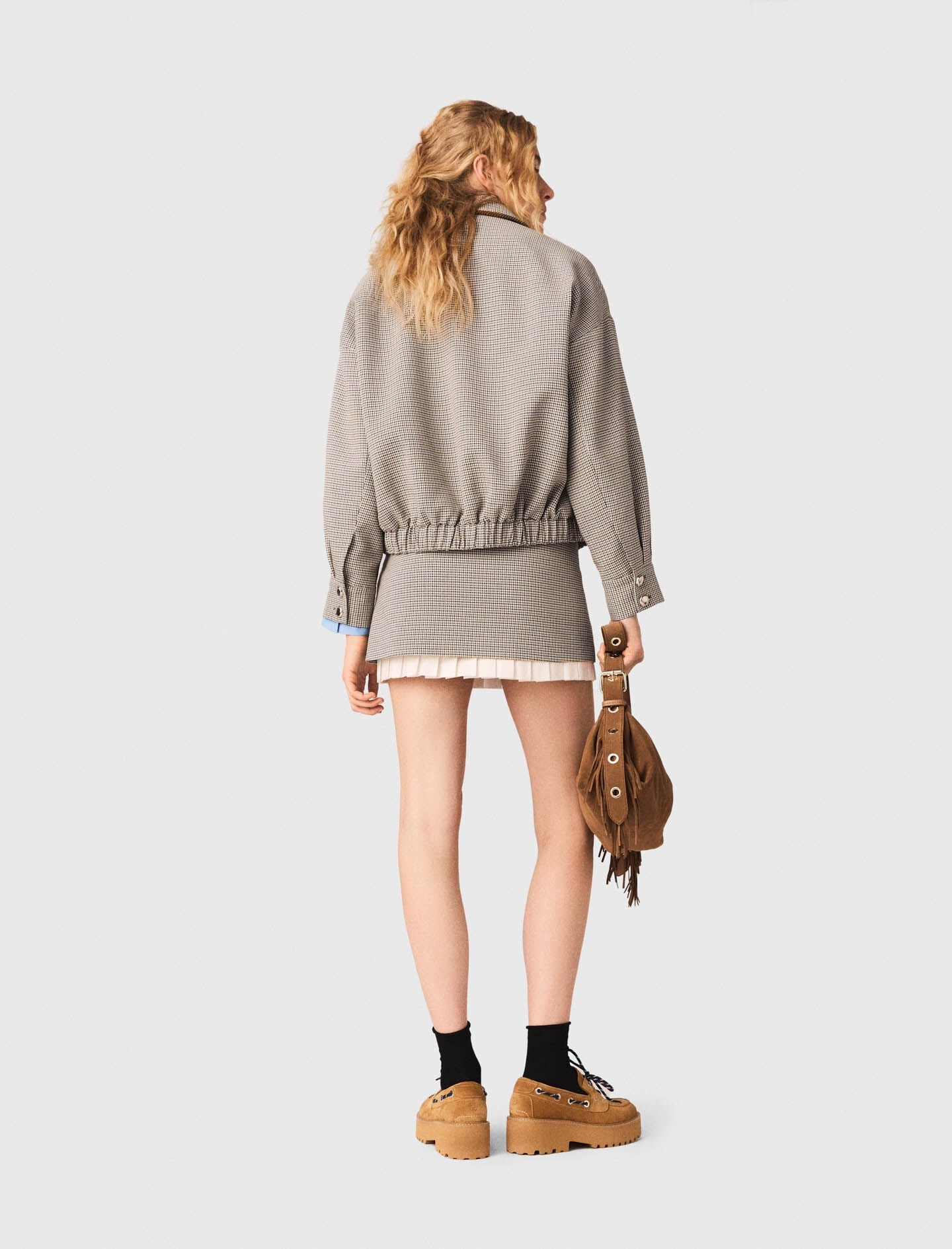 Maje Checked bomber jacket