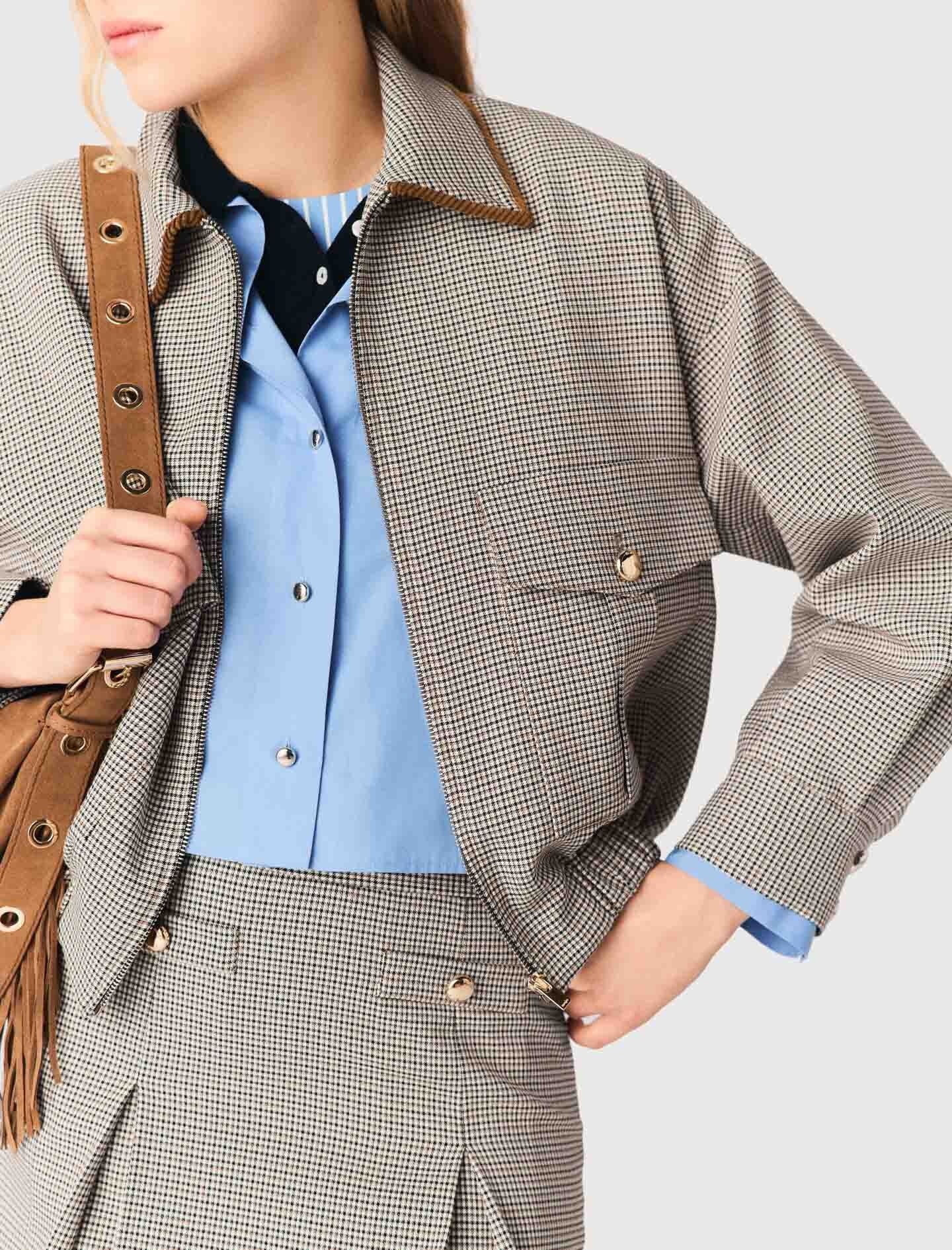 Maje Checked bomber jacket