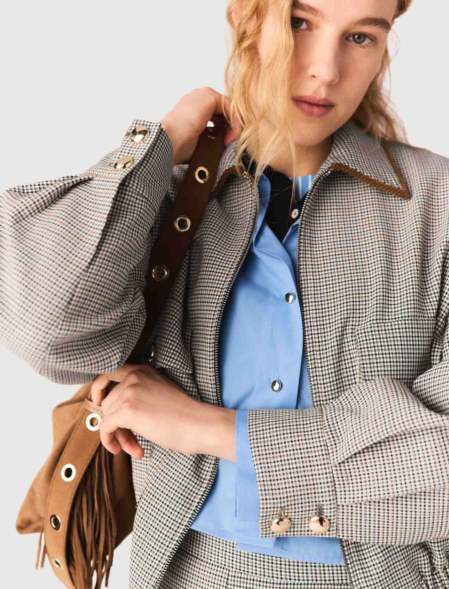 Maje Checked bomber jacket