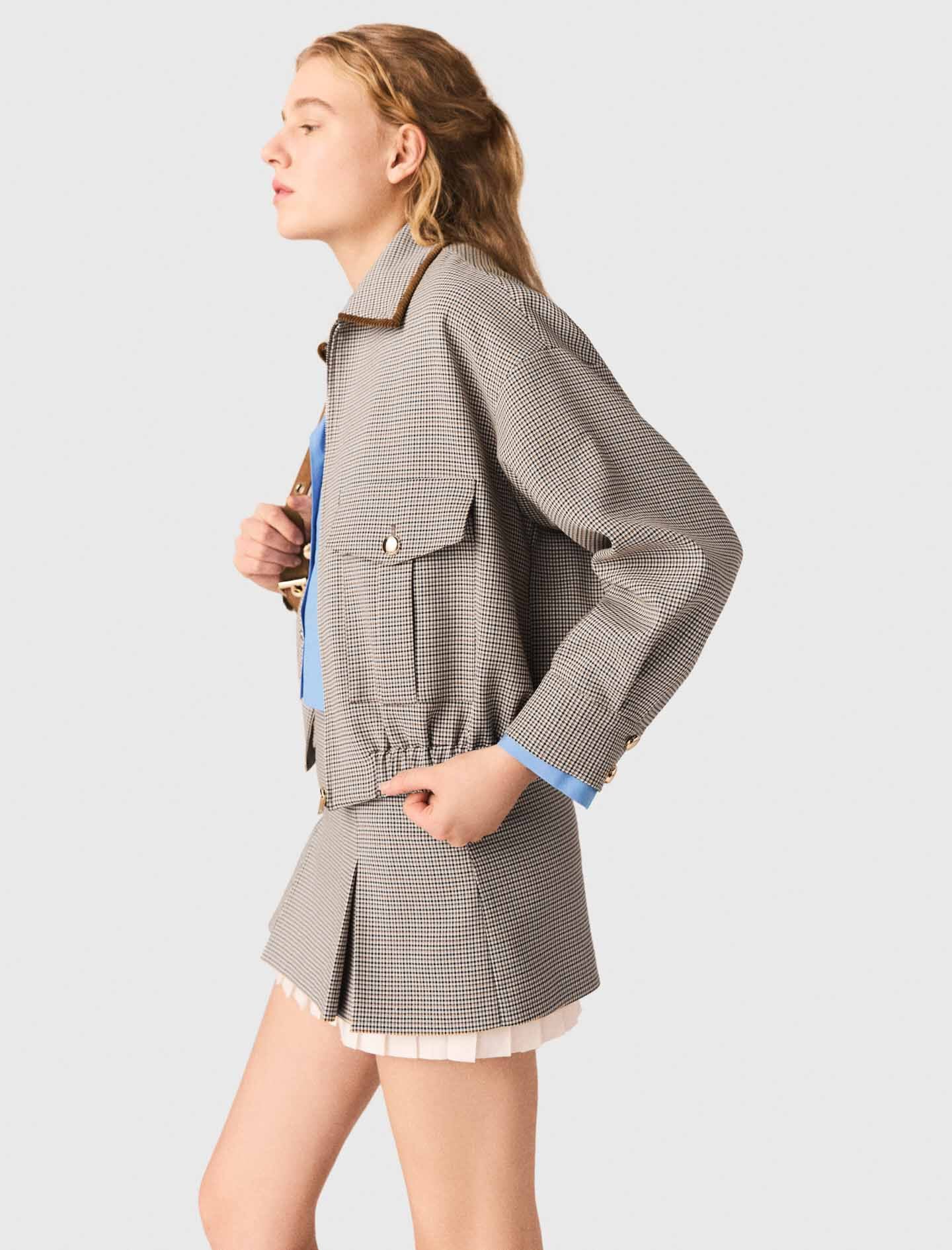 Maje Checked bomber jacket