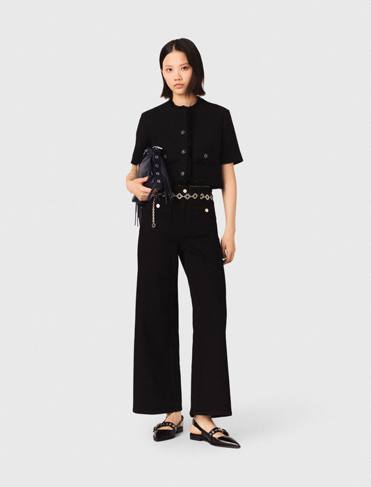 Maje Cropped shiny tweed jacket