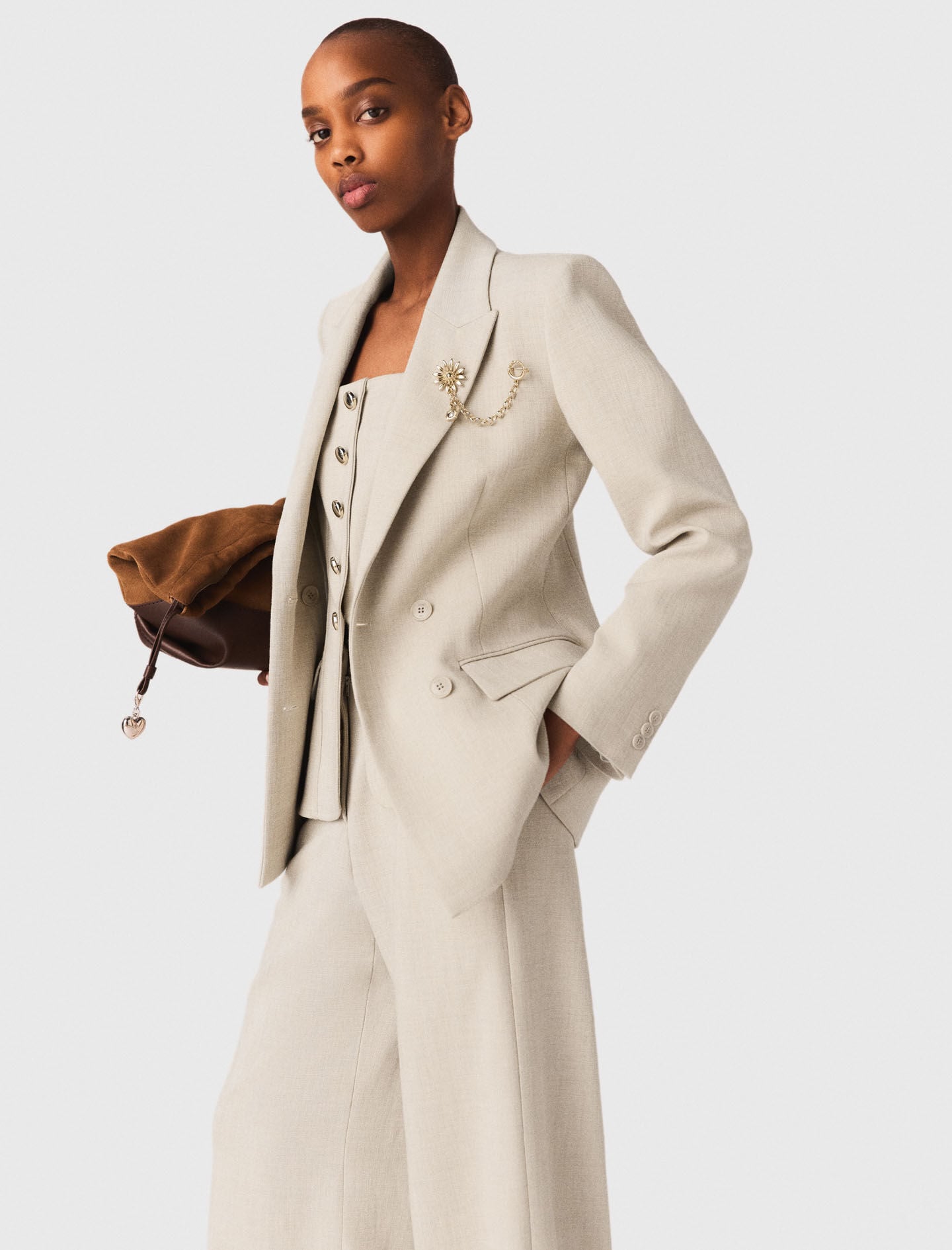Maje Suit jacket with brooch