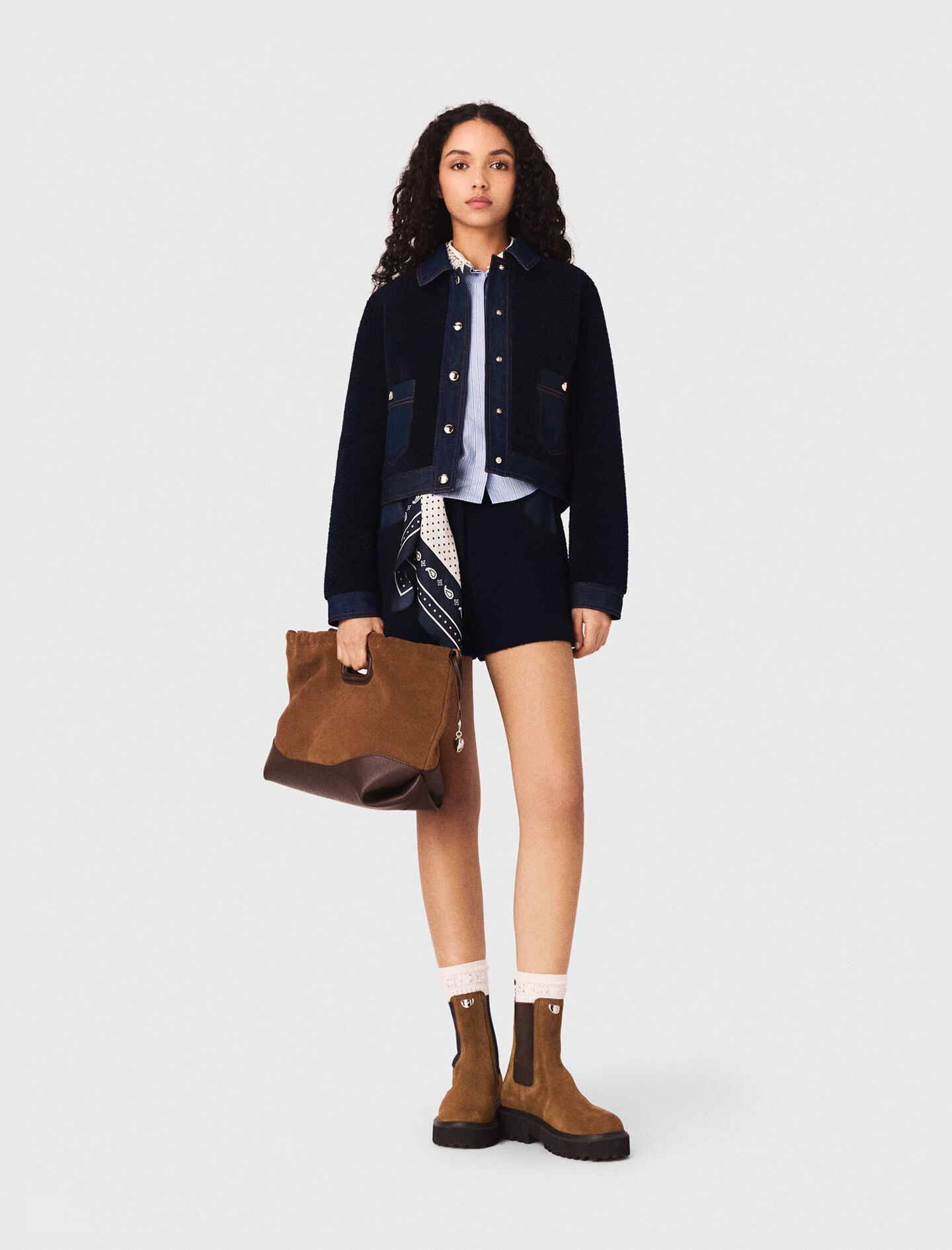 Maje Bouclé and denim jacket