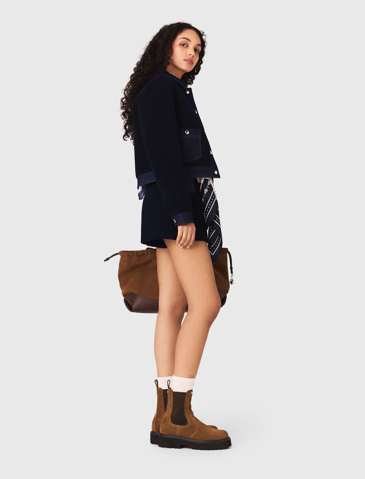 Maje Bouclé and denim jacket