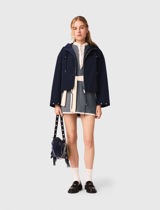 Maje Hooded windbreaker with rhinestones
