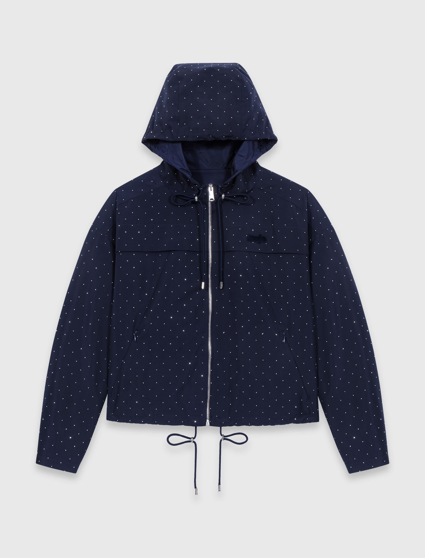 Maje Hooded windbreaker with rhinestones