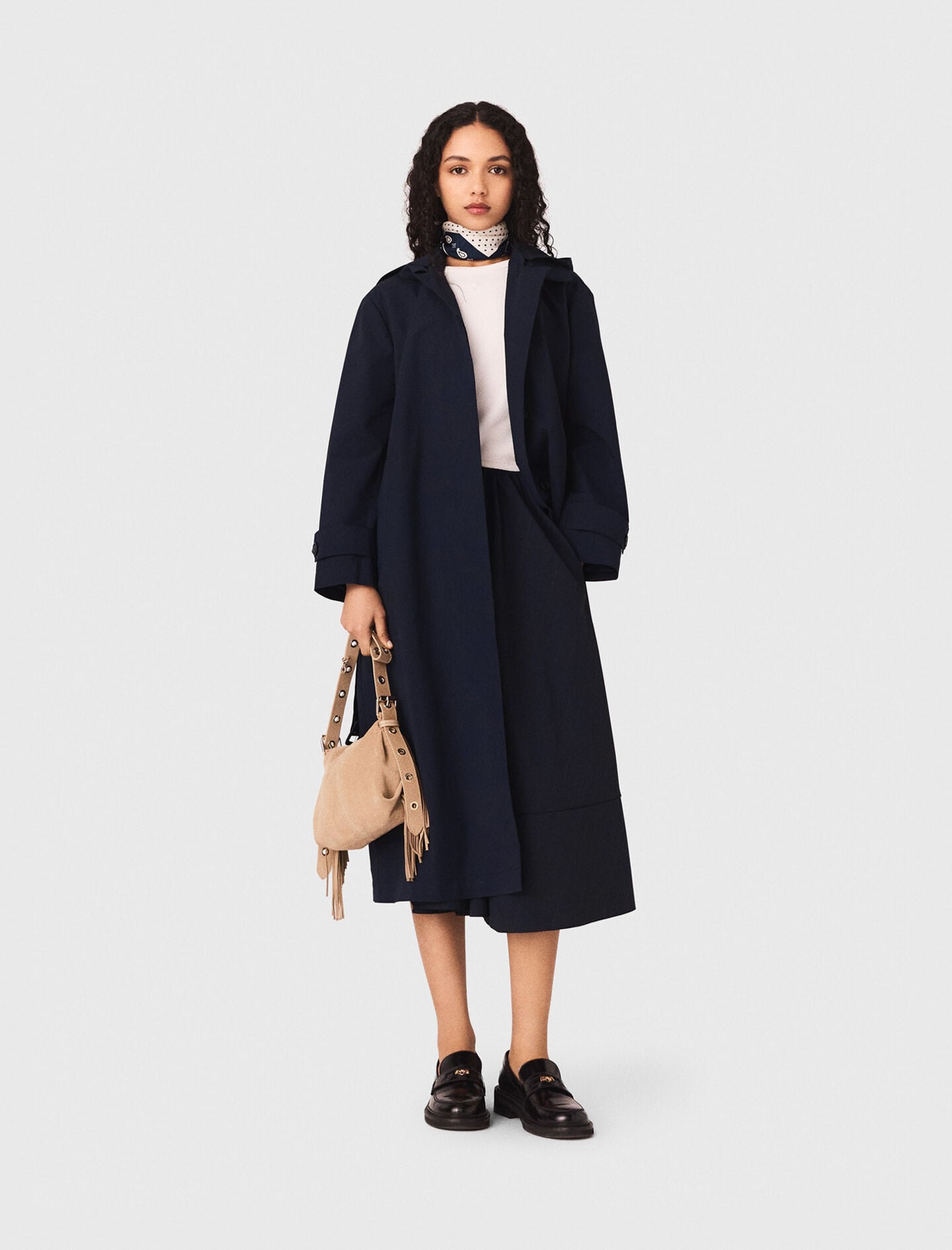 Maje Removable rhinestone-hood trench