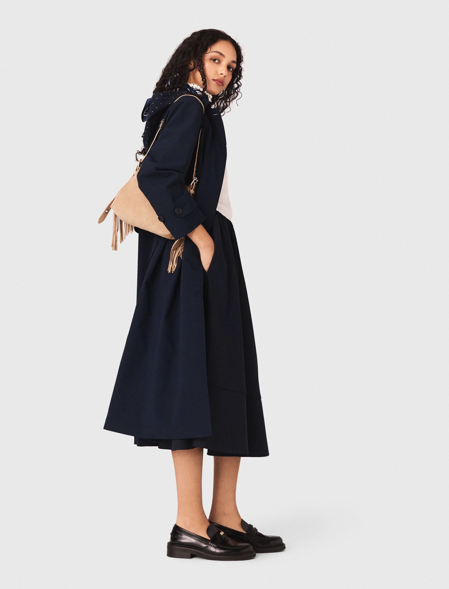 Maje Removable rhinestone-hood trench