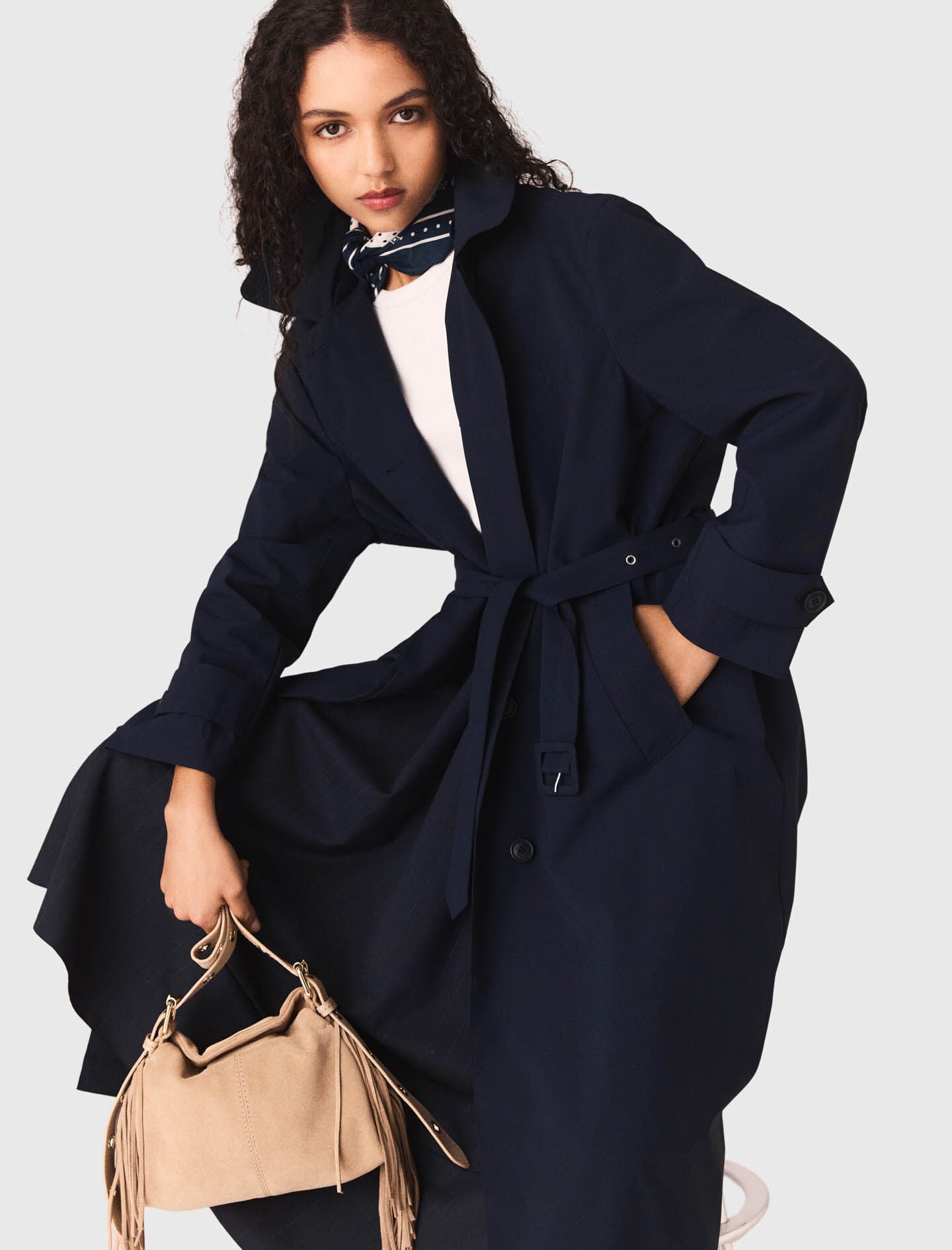 Maje Removable rhinestone-hood trench