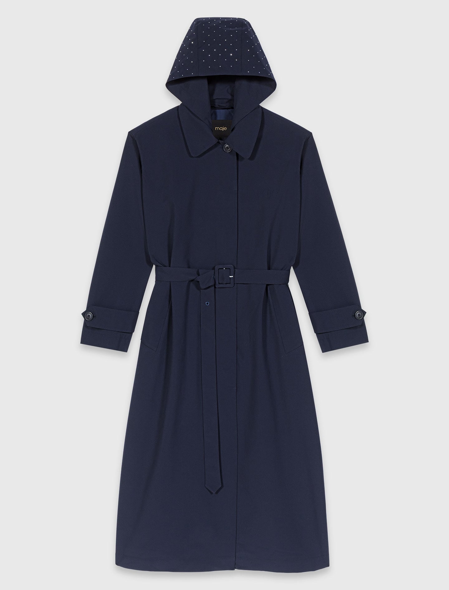 Maje Removable rhinestone-hood trench