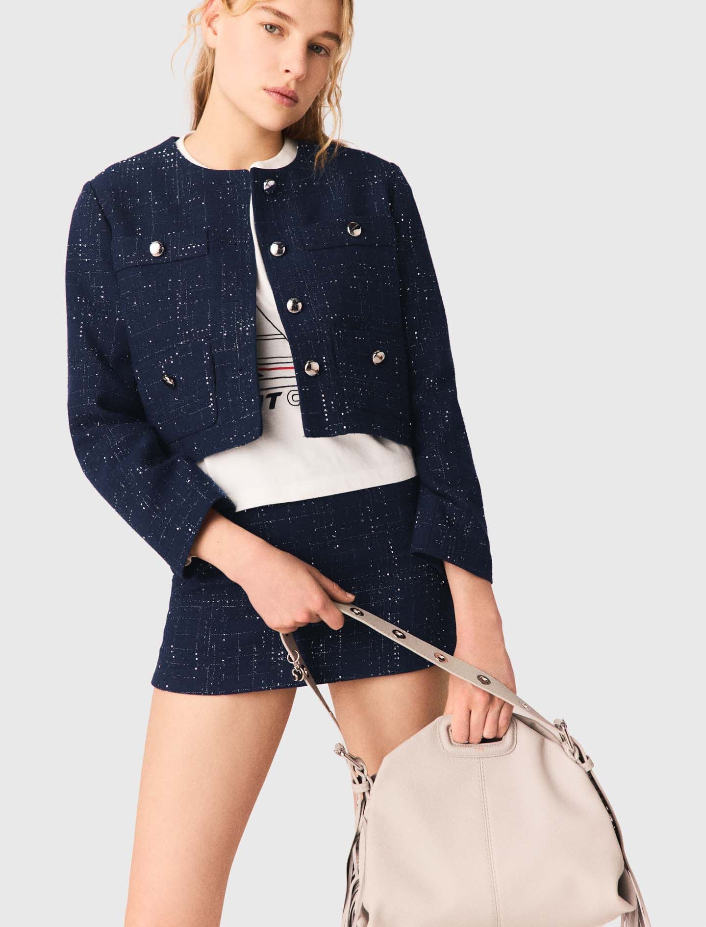 Maje Embellished Cropped blazer