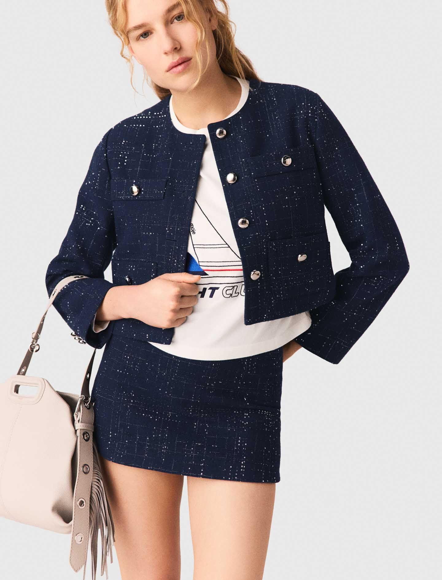 Maje Embellished Cropped blazer