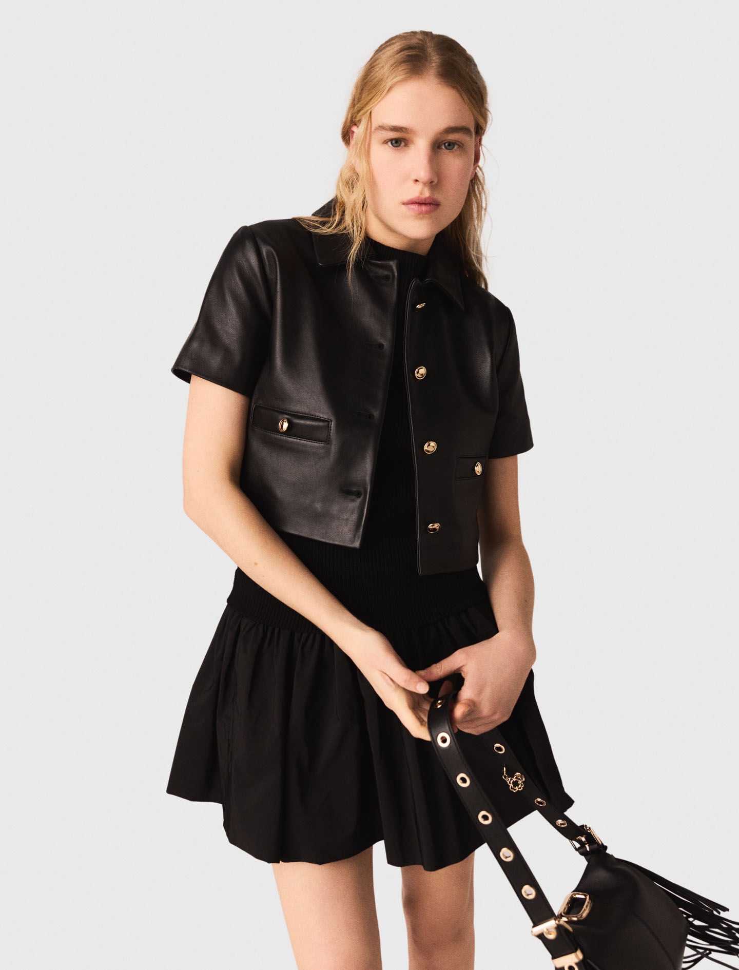 Maje Cropped leather jacket