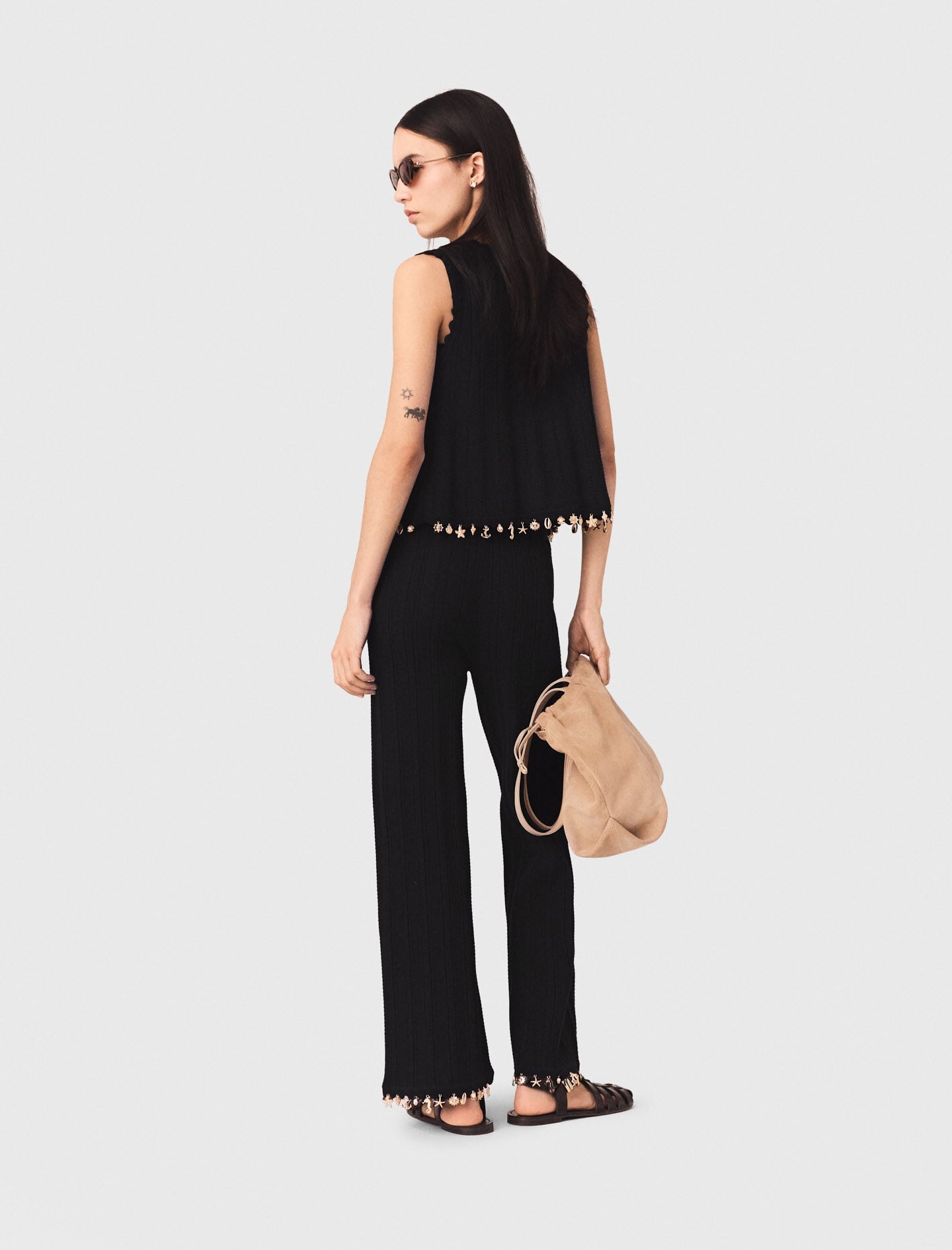 Maje Jewelled knit trousers