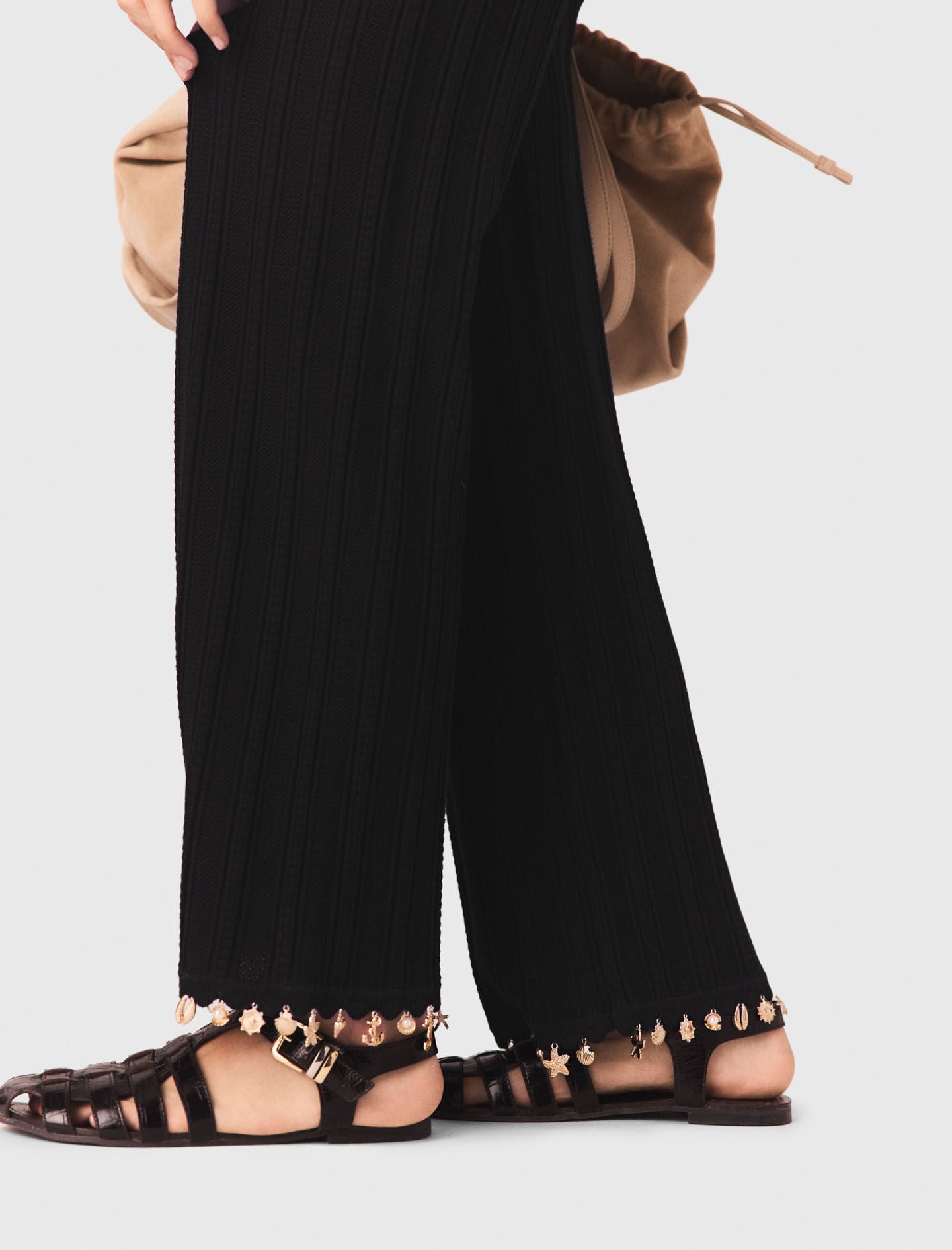 Maje Jewelled knit trousers