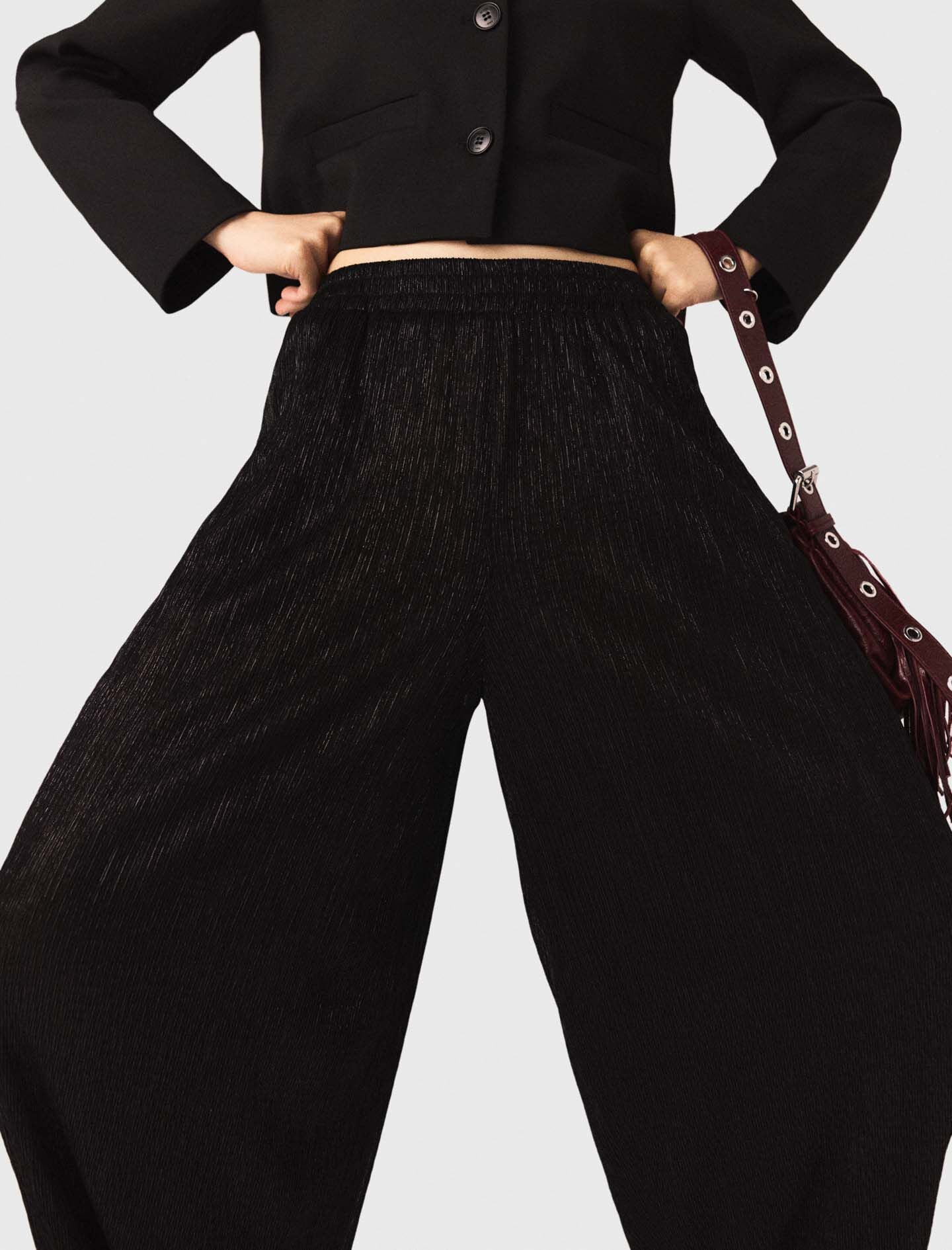 Maje Metallic harem trousers