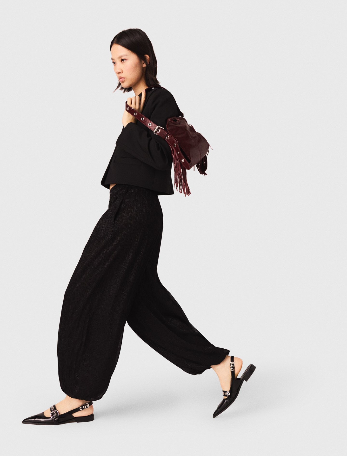 Maje Metallic harem trousers