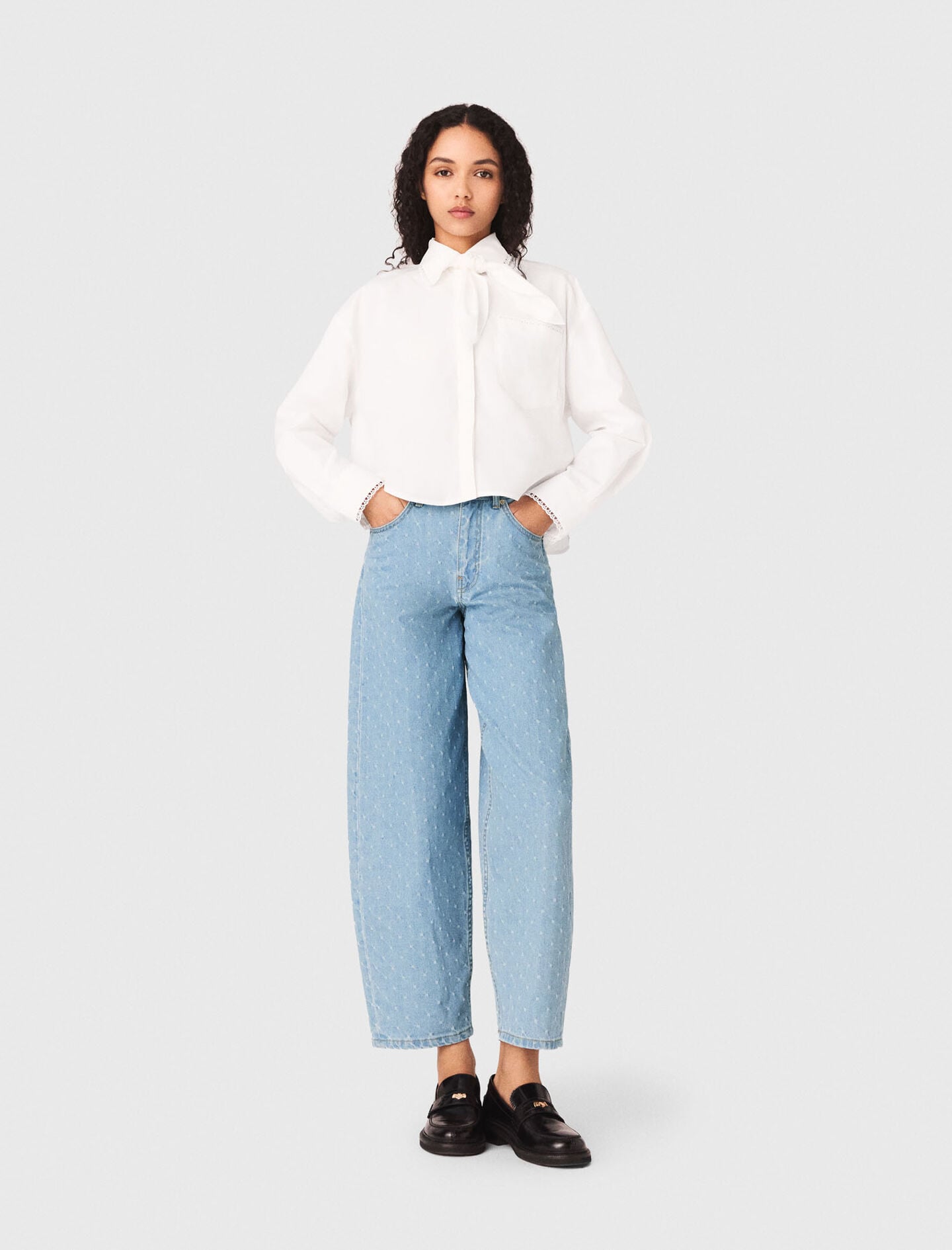 Maje Textured balloon jeans