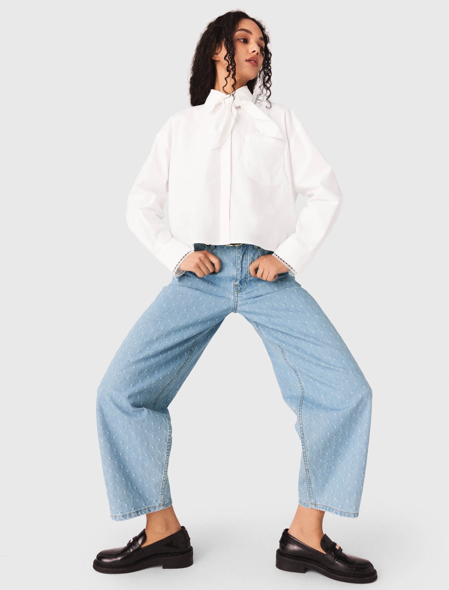 Maje Textured balloon jeans